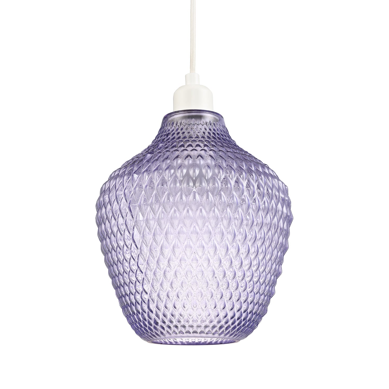 Designer Soft Lilac and Purpler Curvy Diamond Etched Glass Pendant Lamp Shade Image 3