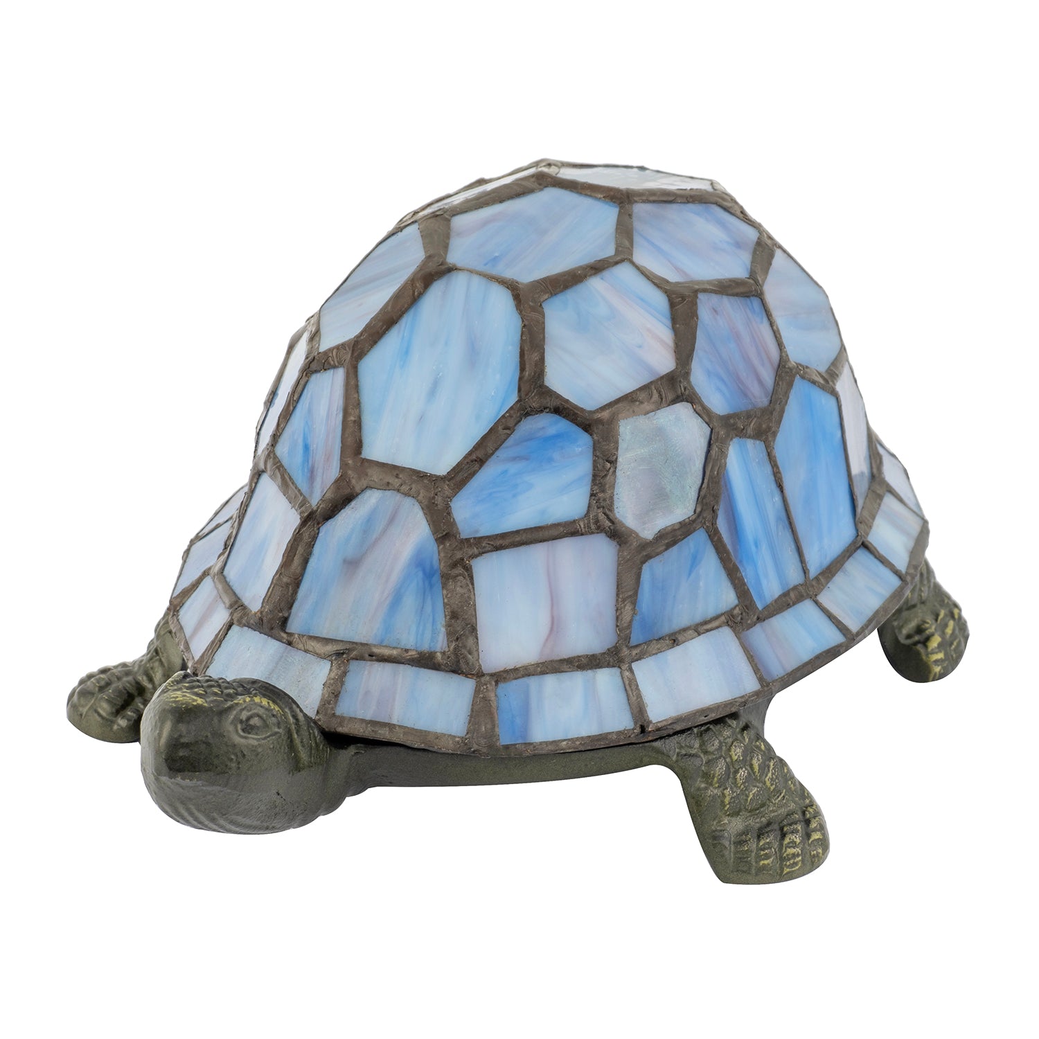 Quirky Purple and Blue Tone Stained Glass Tiffany Tortoise Table Lamp Image 5