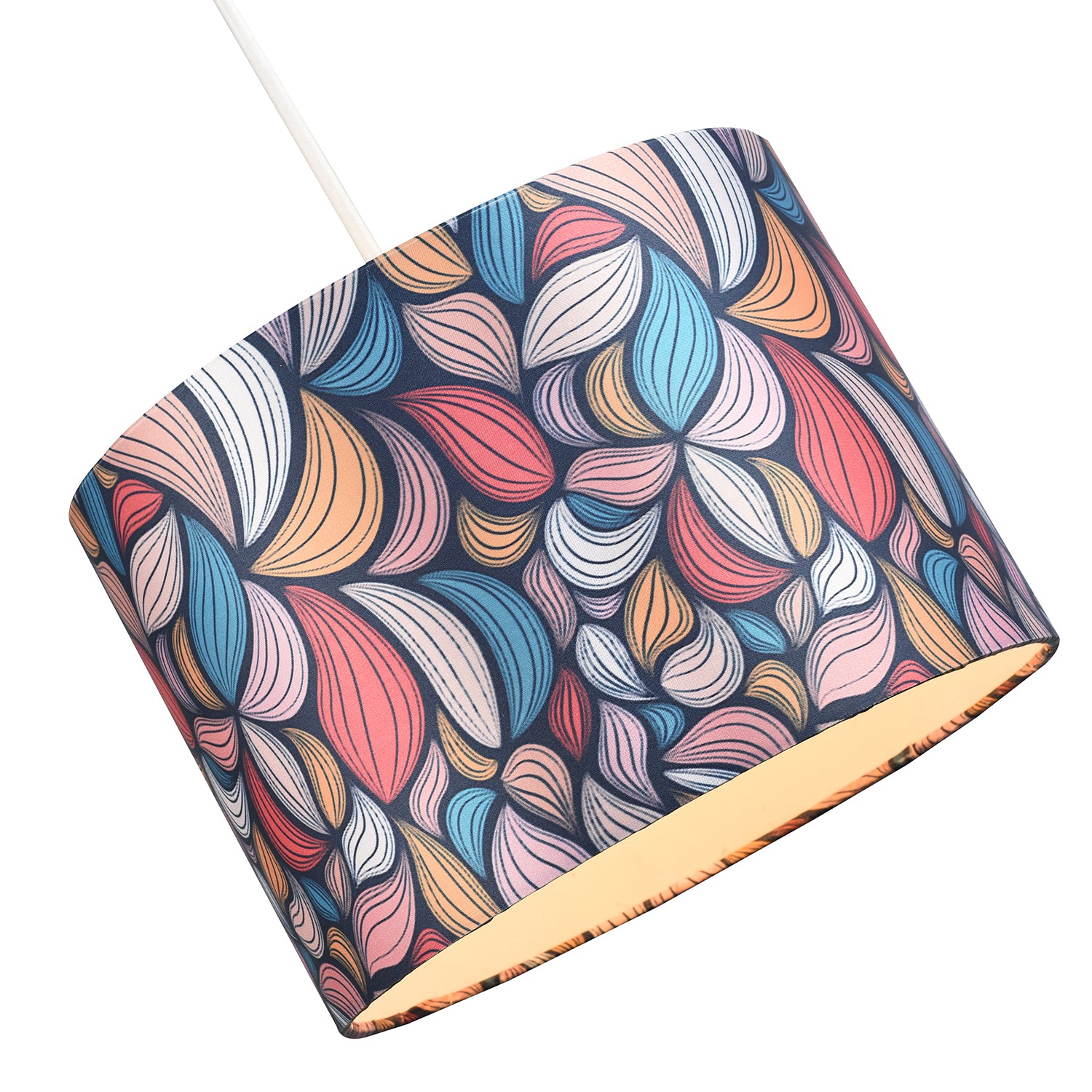 Multi Colour Kaleidoscope Leaf Themed Lamp Shade with Inner White Cotton Lining Image 2