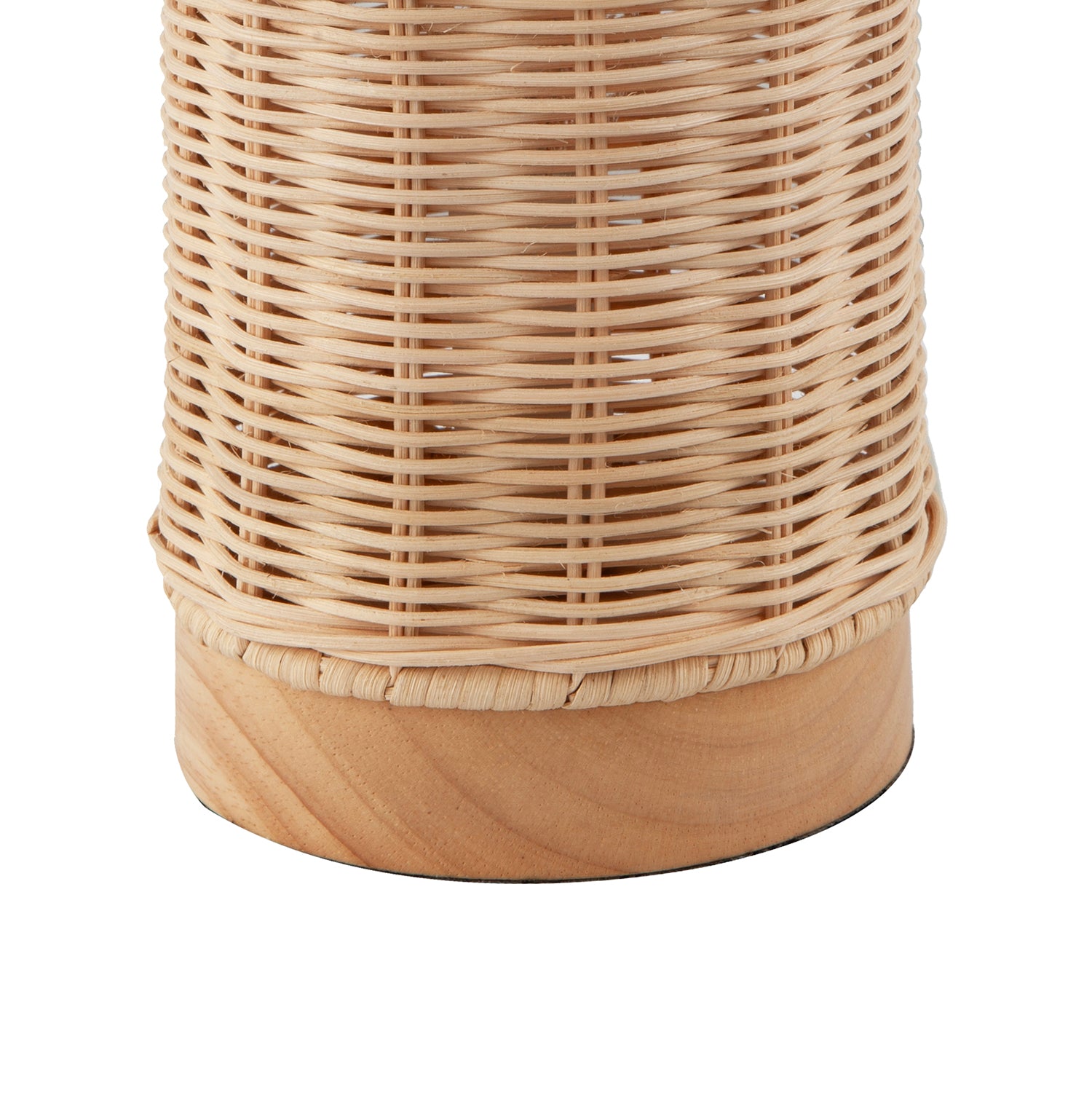 Traditional Natural Woven Rattan Table Lamp with Rubber Wood Base Image 3
