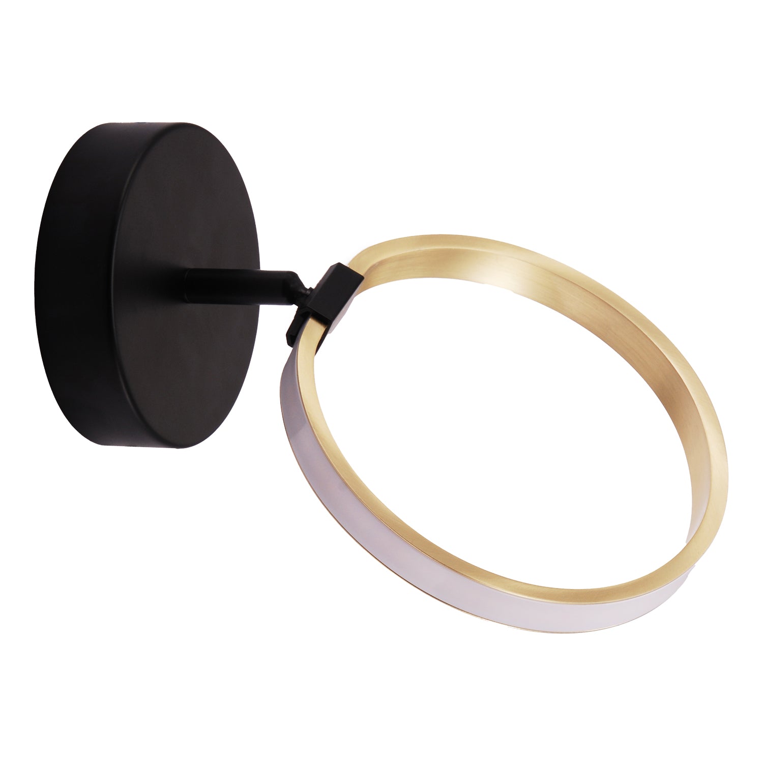 Modern Fully Adjustable Gold Ring LED Ceiling or Wall Light with Mat Black Base Image 4