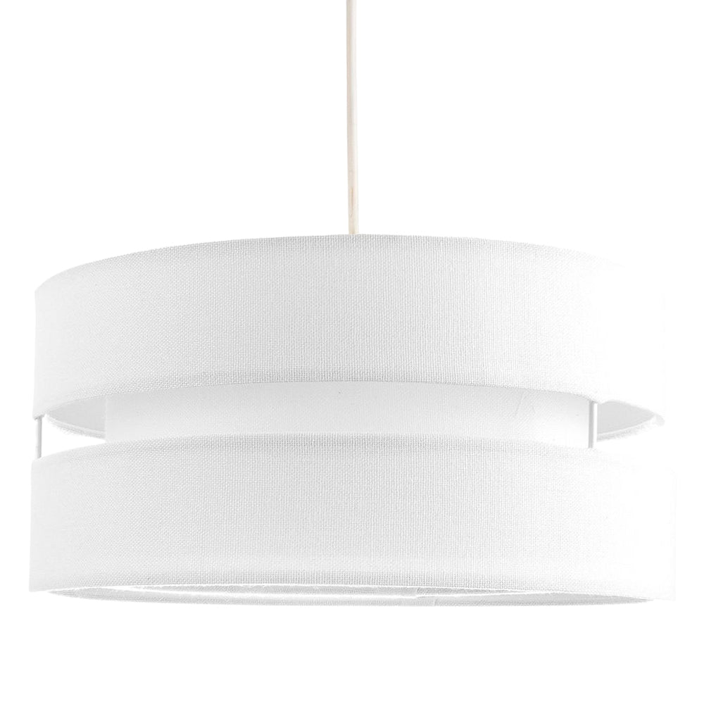 Contemporary 14" White Linen Fabric Triple Tier Ceiling Pendant Lamp Shade Image 1