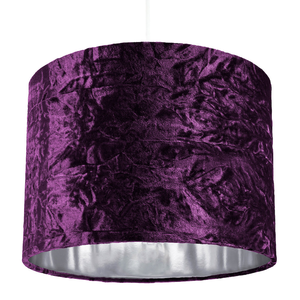 Modern Purple Crushed Velvet 10" Table/Pendant Lampshade with Shiny Silver Inner Image 6