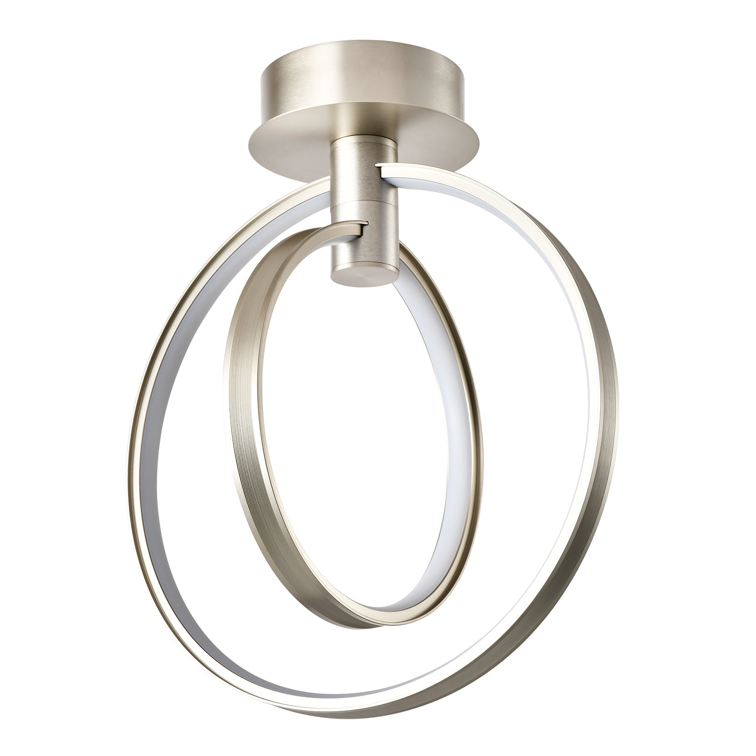 Modern Eye-Catching LED Ceiling Light in Brushed Nickel with Two Spherical Rings Image 1