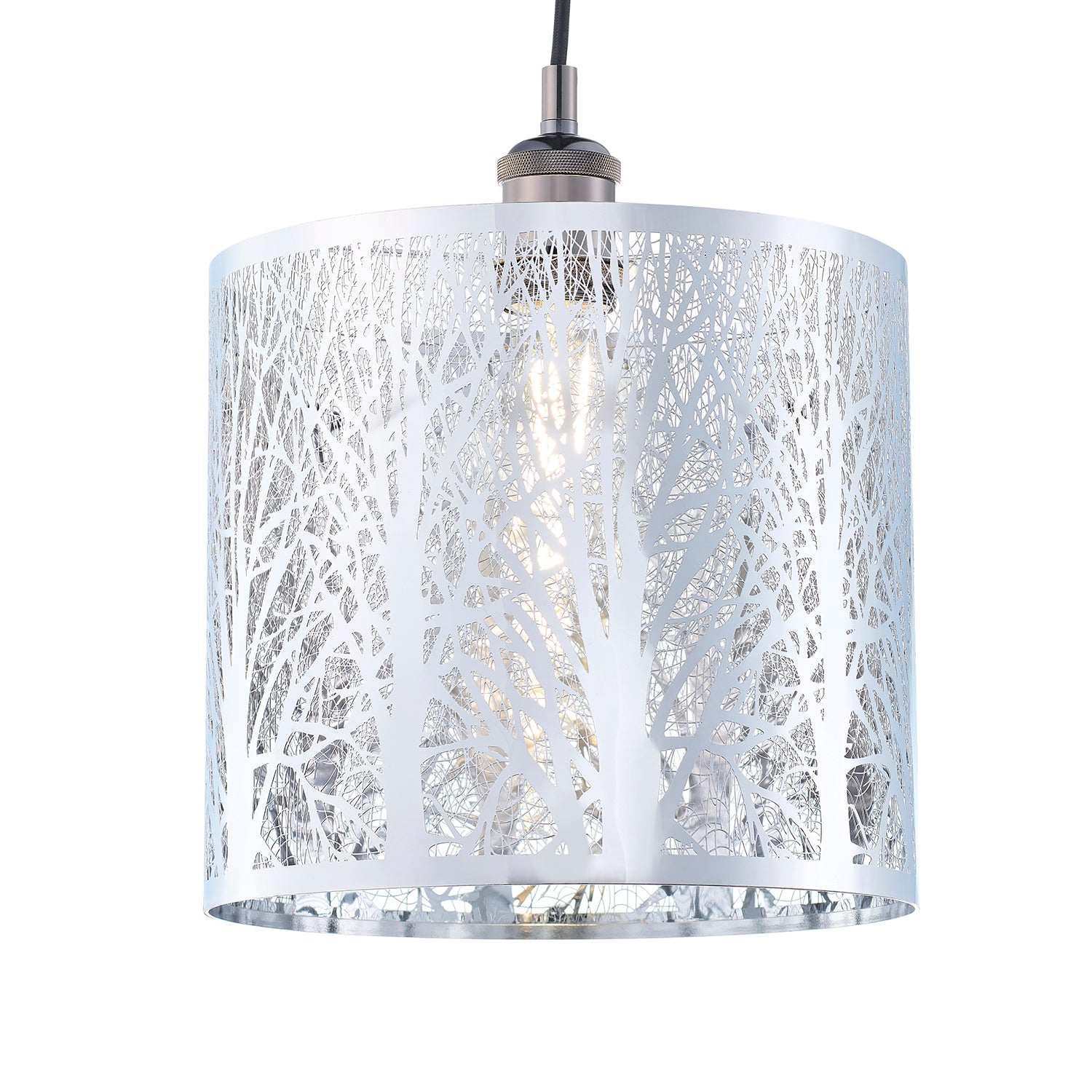 Unique and Beautiful Polished Chrome Metal Forest Design Ceiling Pendant Shade Image 2