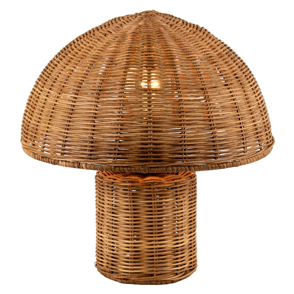 Stylish Natural Rattan Mushroom Table Lamp with Woven Domed Shade Image 5