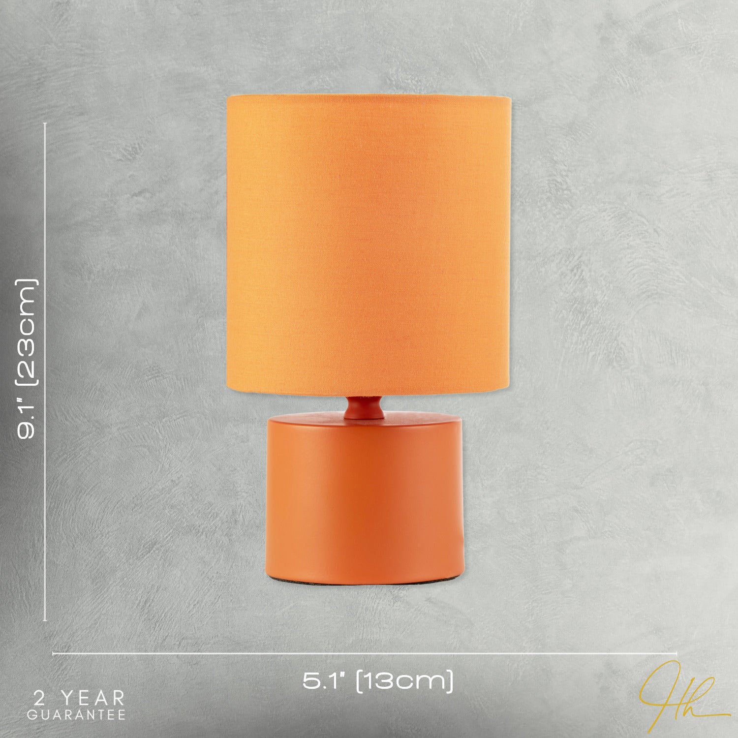 Modern Vibrant Dusty Orange Table Lamp with Cotton Fabric Drum Shade Image 7