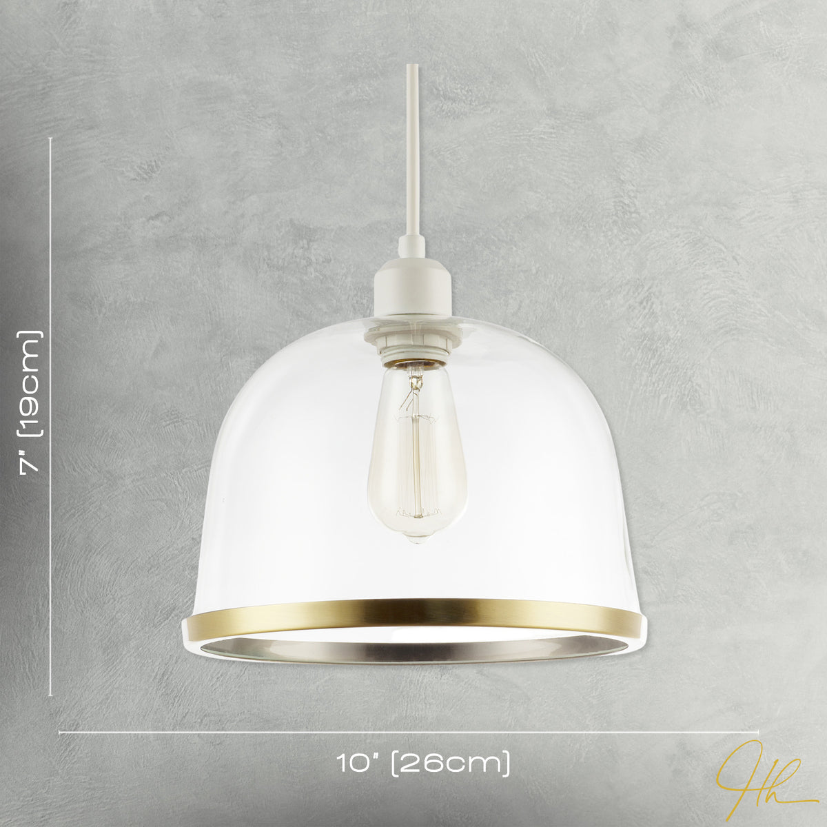 Modern Clear Glass Bowl Pendant Light Shade with Antique Brass Rim Image 7