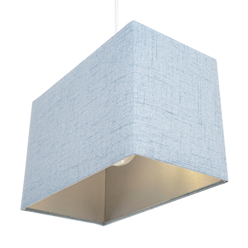 Contemporary and Sleek Blue Linen Fabric Rectangular Lamp Shade 60w Maximum Image 4