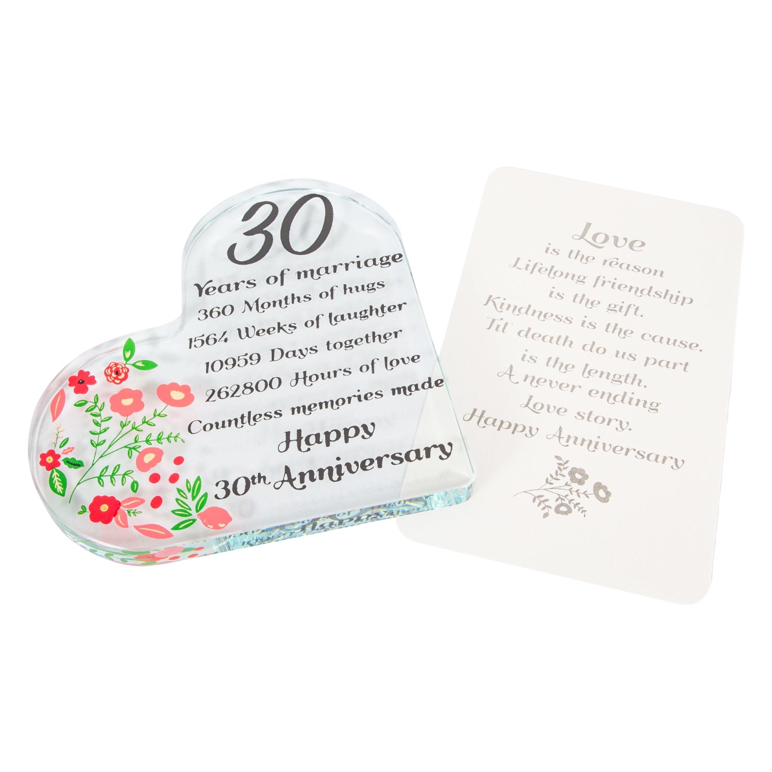 Sleek Contemporary Clear Toughened Glass 30th Anniversary Sentiment Ornament Image 2