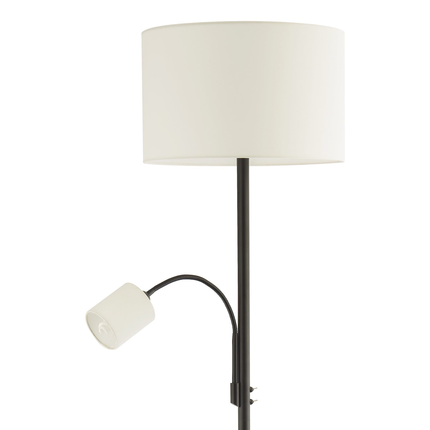 Contemporary Mother & Child Floor Lamp in Matte Black with Cotton Fabric Shades Image 3