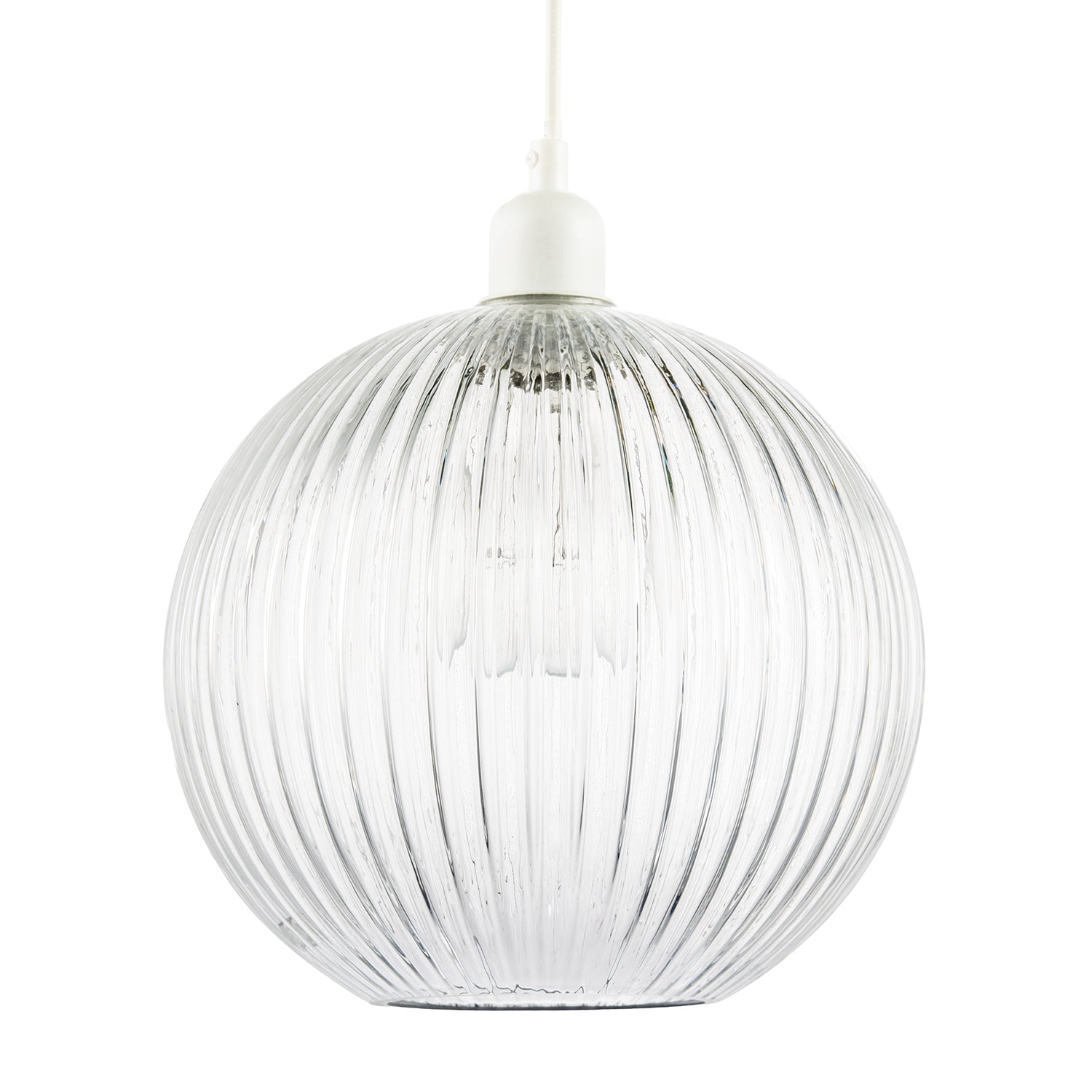 Modern Clear Transparent Line Ribbed Glass Round Pendant Light Shade Image 1