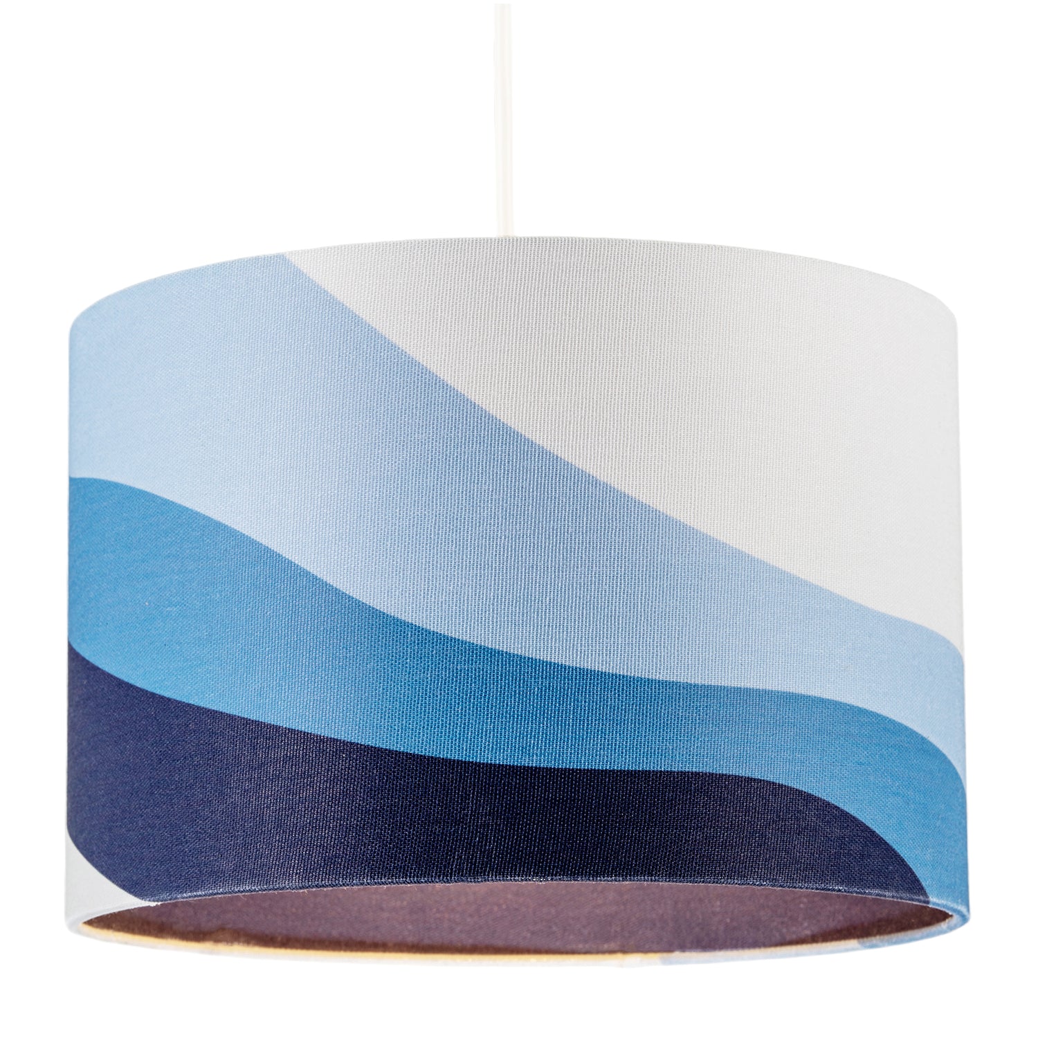 Midnight Blue Linen Fabric Lamp Shade with Inner and Outer Wavy Design Image 2
