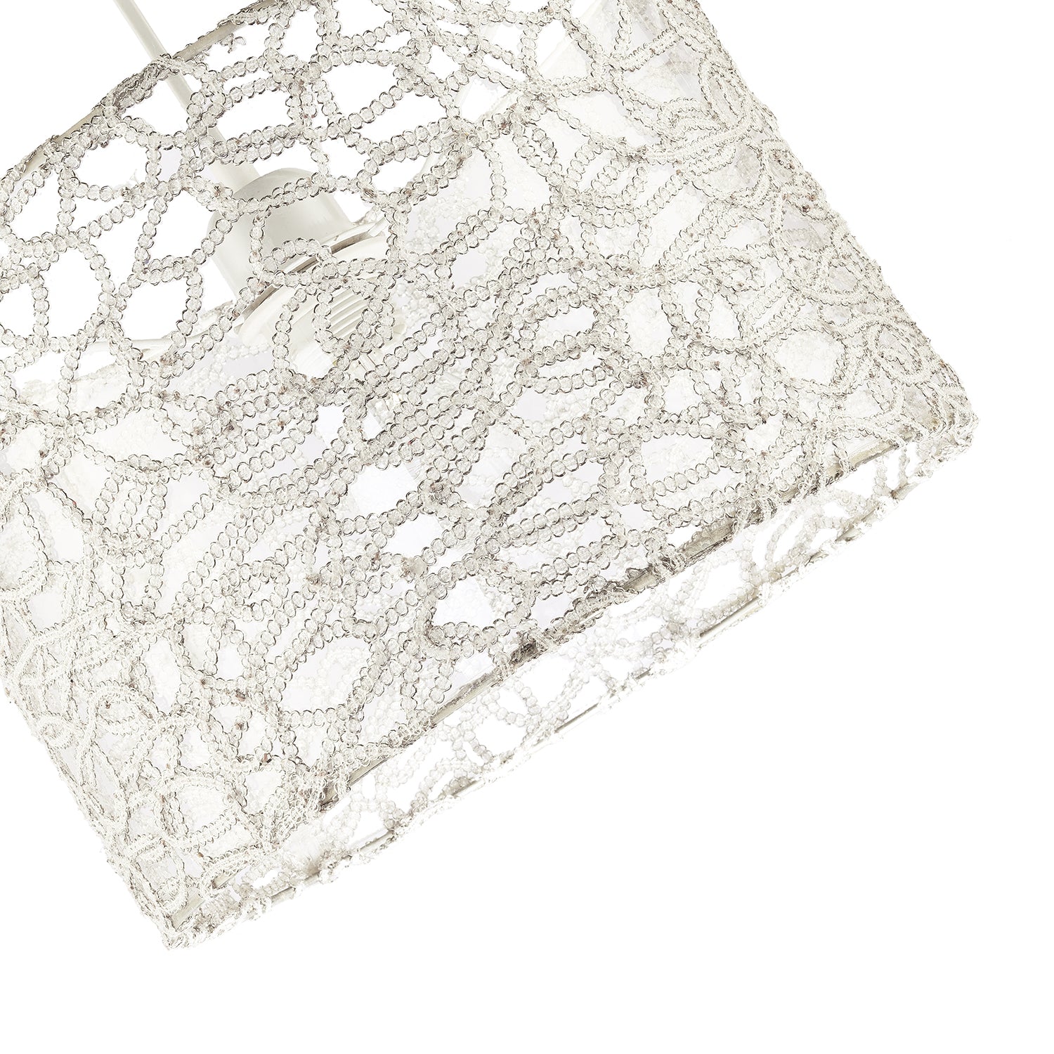 Silver Mesh Metal and Fabric Drum Lamp Shade with Inner Clear PVC Image 3