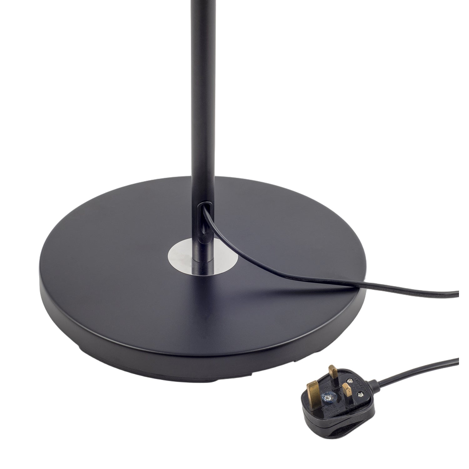 Classic Matte Black Floor Lamp with Metal Pull Switch and Cotton Shade Image 4
