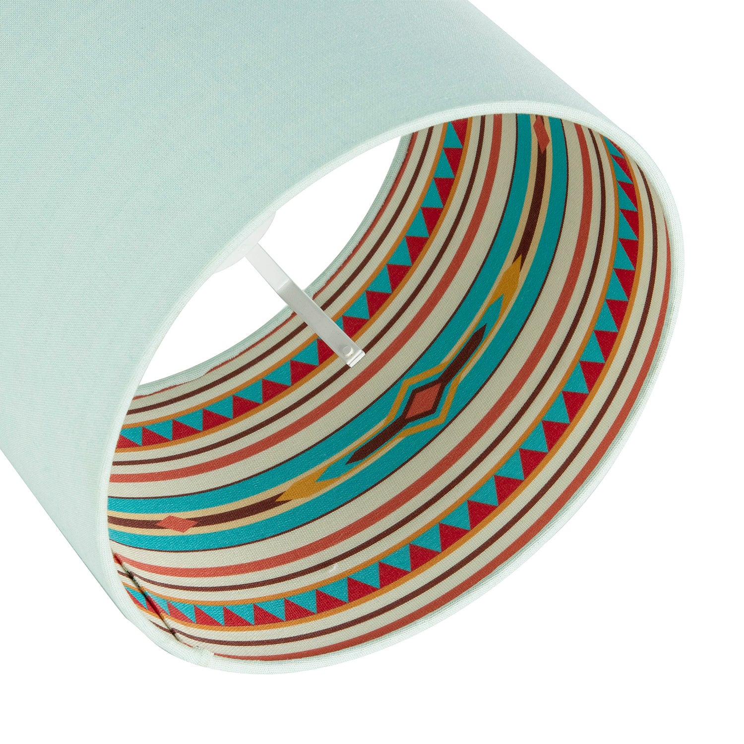 Pale Duck Egg Linen Shade with Vibrant Colourful Inner Aztec Design Image 5