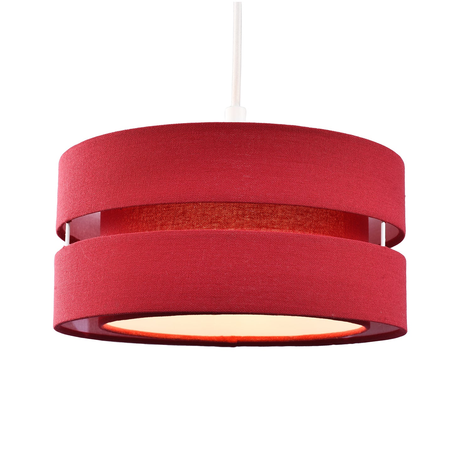 Contemporary Quality Burgundy Linen Fabric Triple Tier Ceiling Pendant Shade Image 2