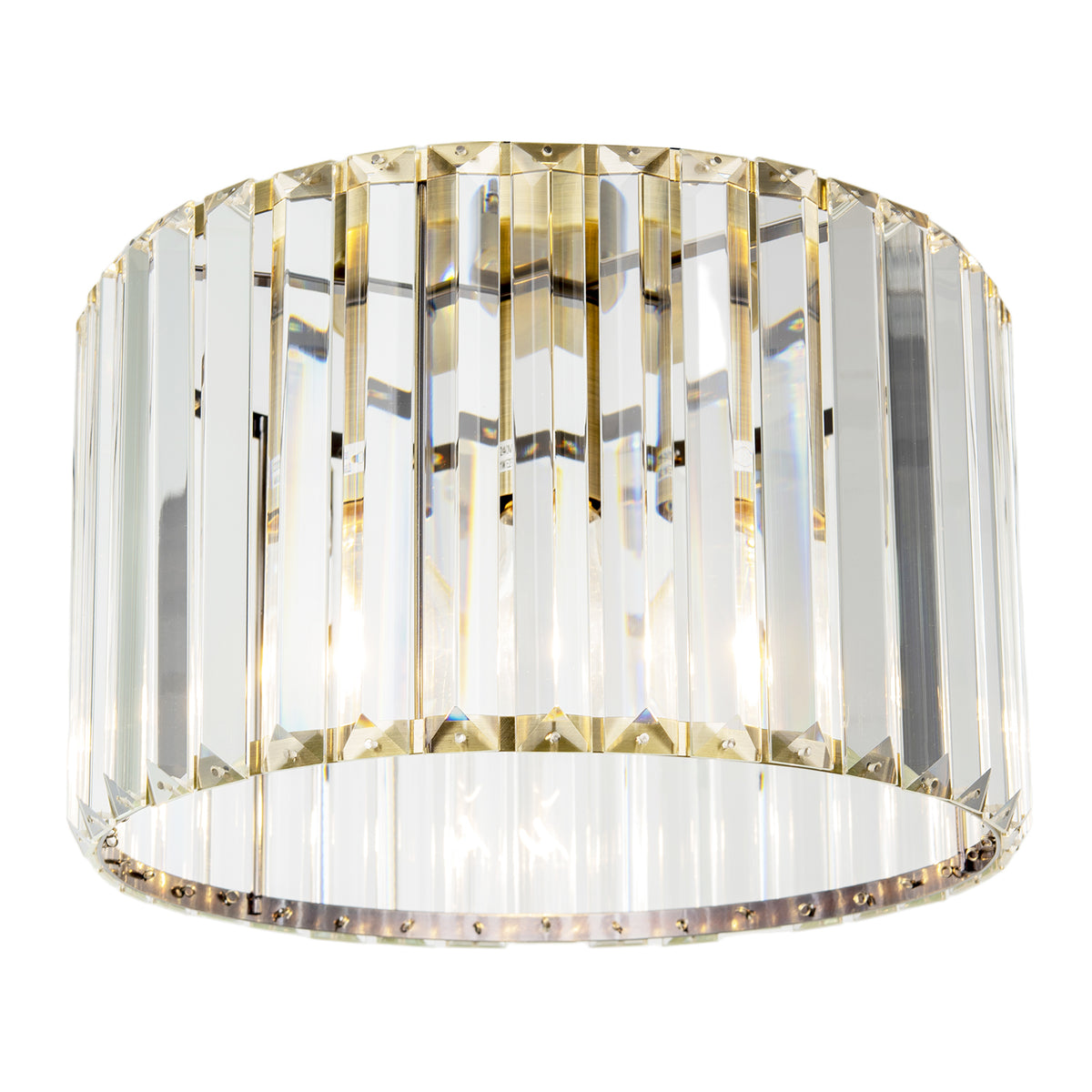 Modern Chic Antique Brass and Clear Crystal Glass Flush Ceiling Light Image 3