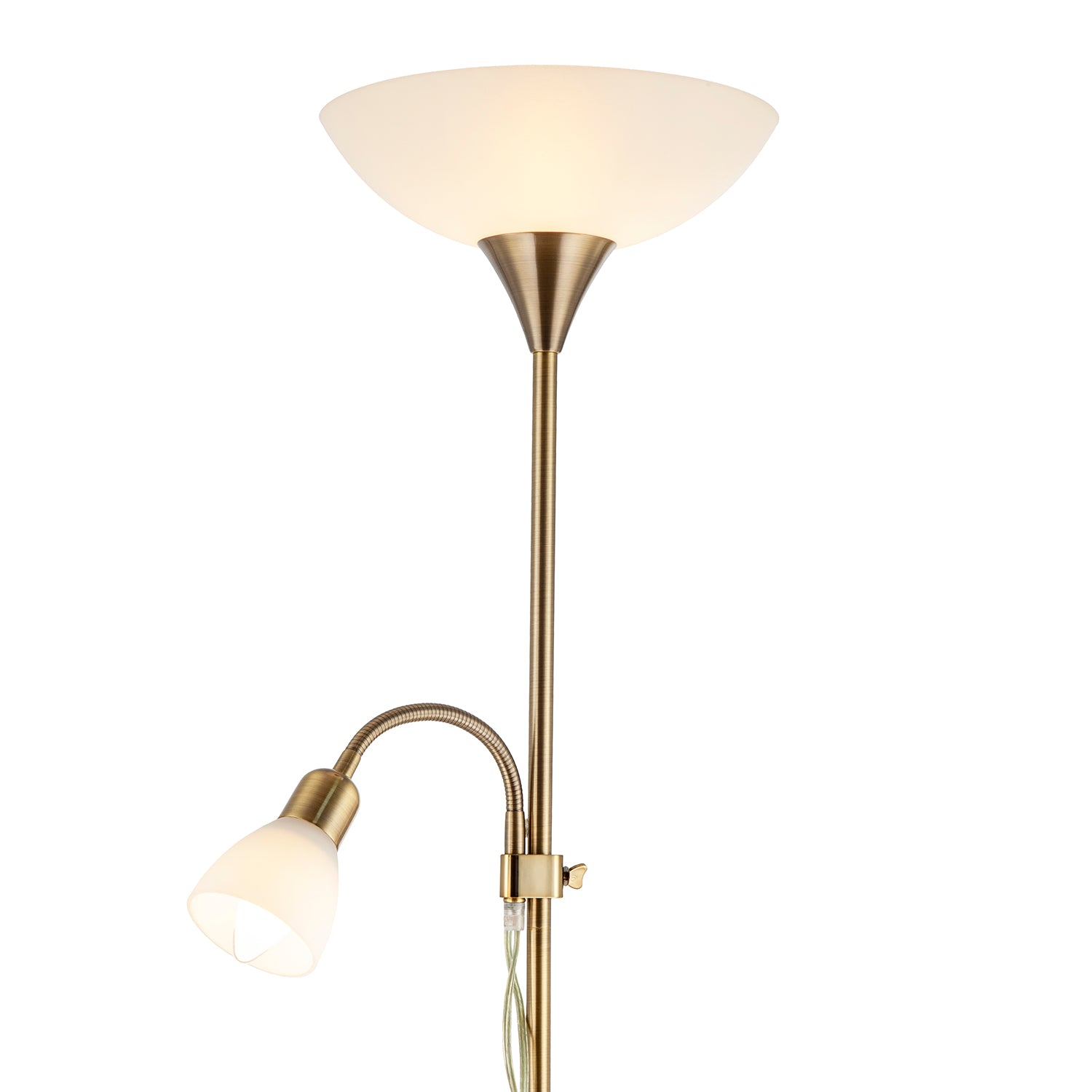 Antique Brass Mother and Child Floor Lamp with Bendy Reading Light Image 3