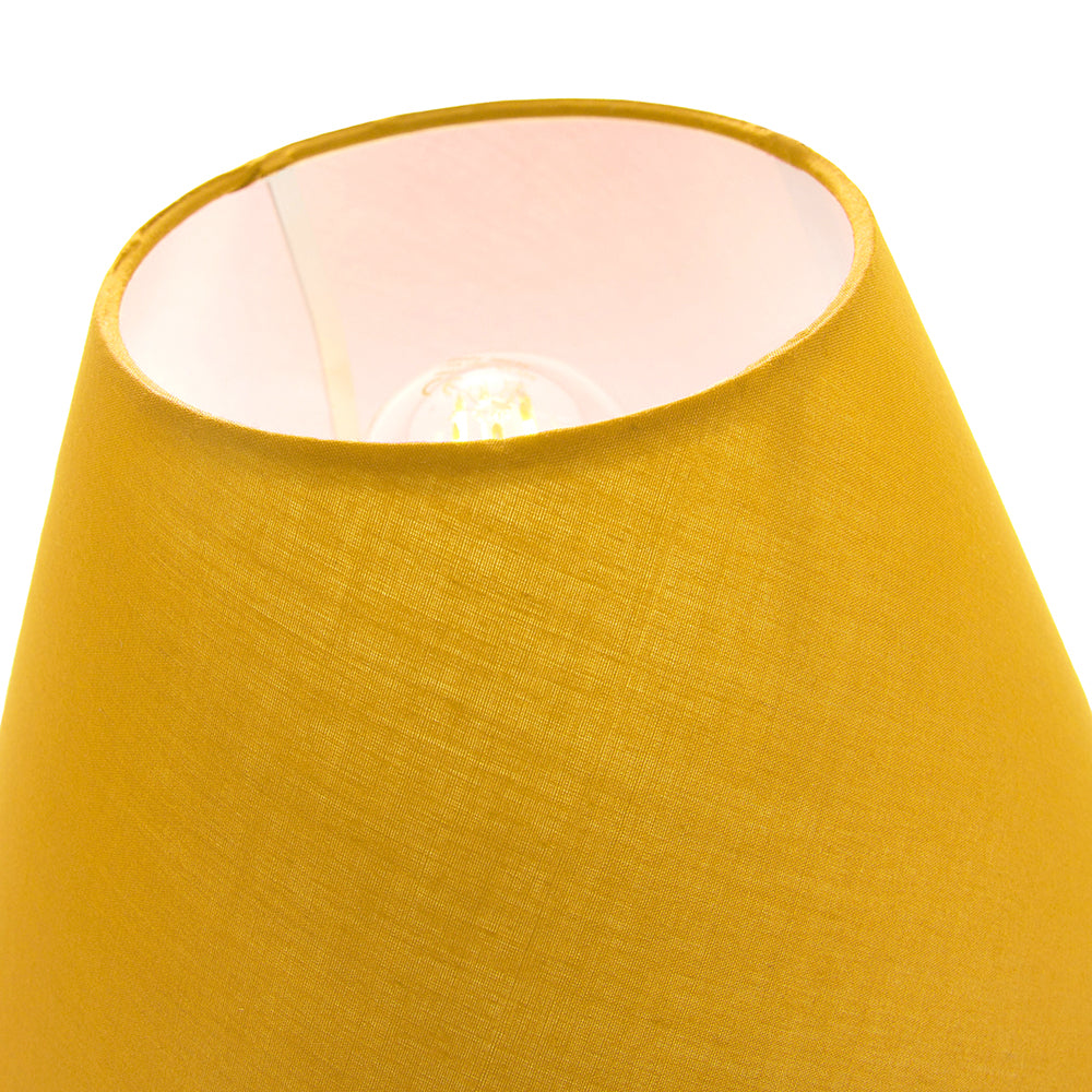 Traditional 12" Ochre Cotton Coolie Lampshade Suitable for Table Lamp or Pendant Image 4