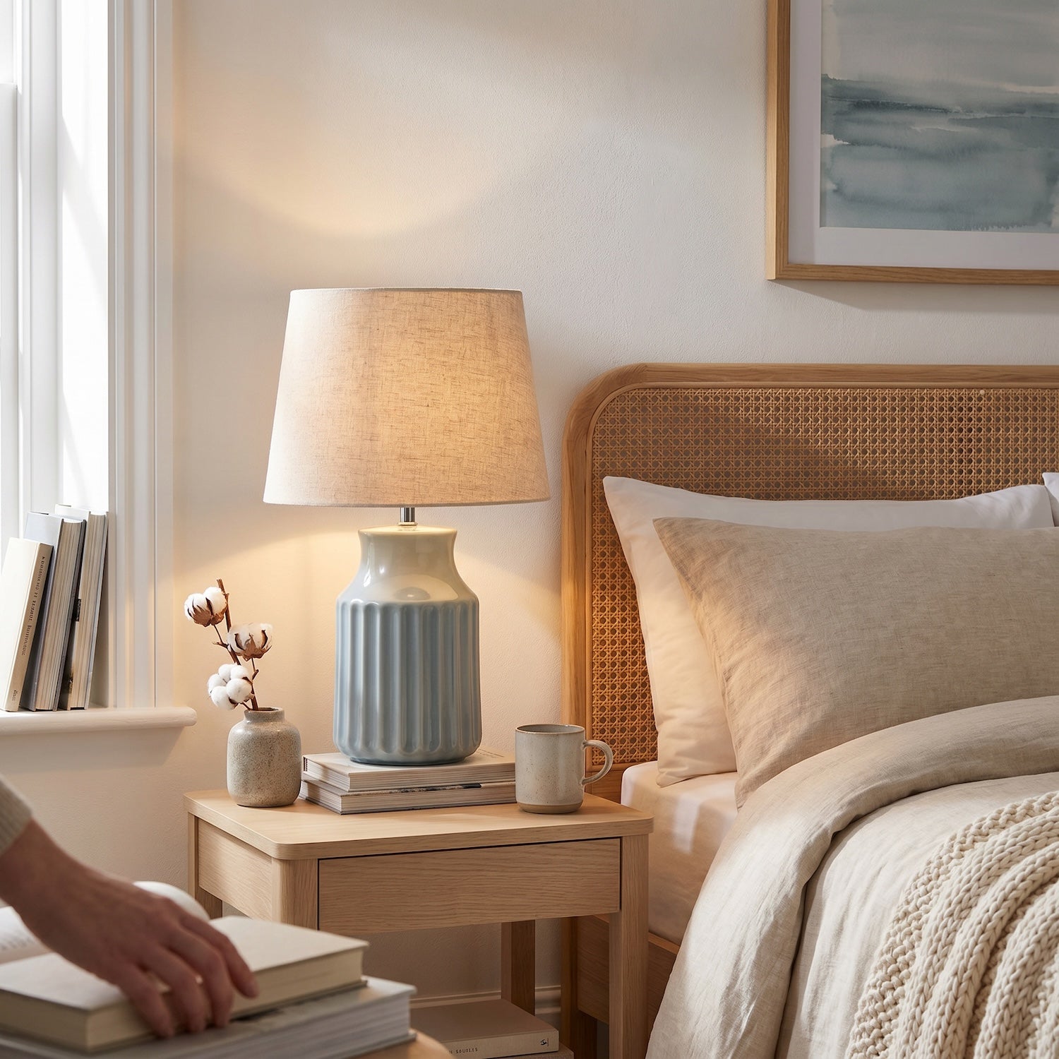 Elegant Ceramic Table Lamp Base with Soft Duck Egg Blue Glazed Finish Image 6