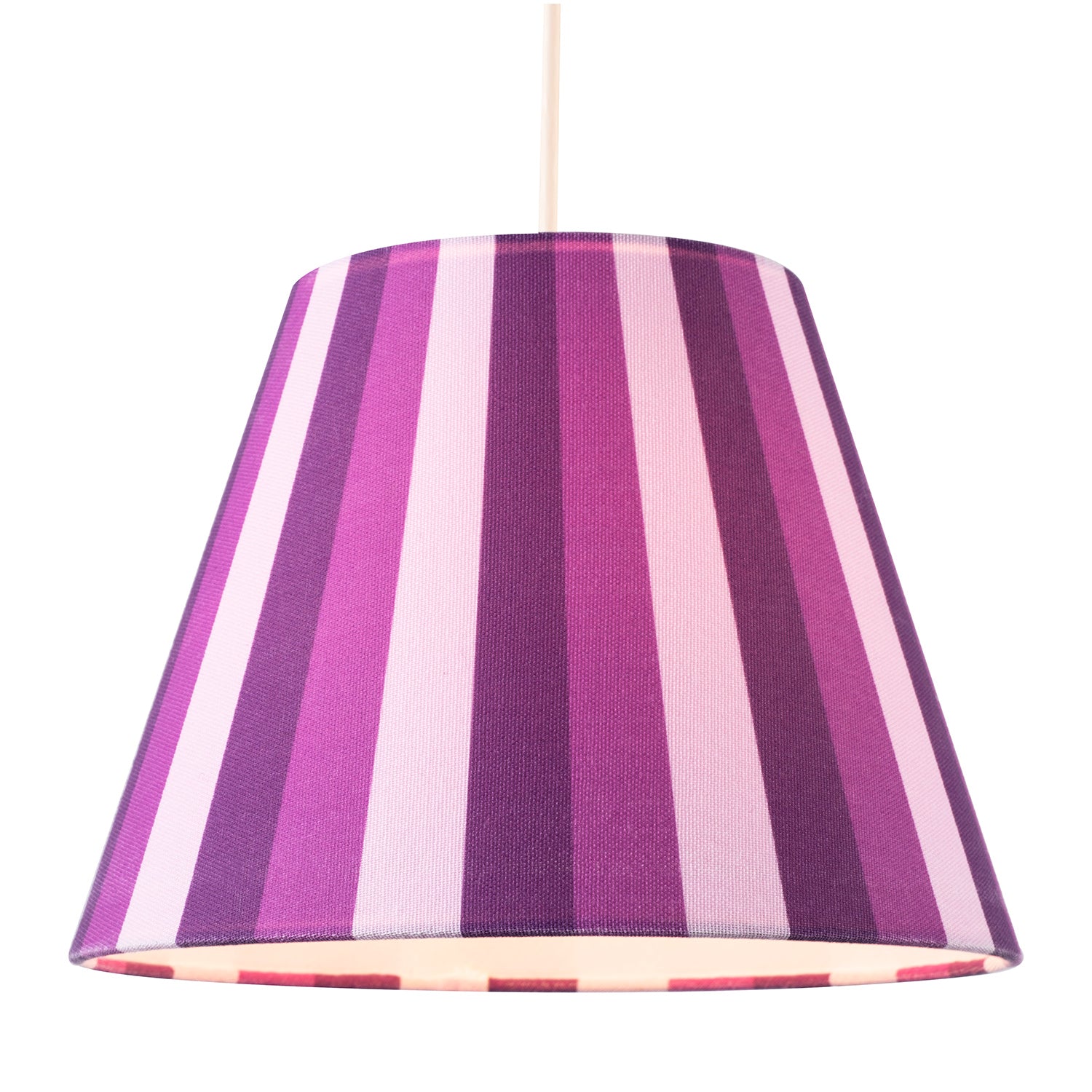 Multi Purple Tone Striped Linen Coolie Lamp Shade with Cotton Inner Image 2