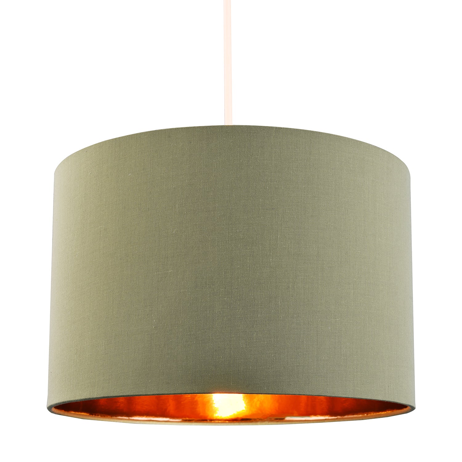 Contemporary Olive Cotton 12" Table/Pendant Lamp Shade with Shiny Copper Inner Image 2