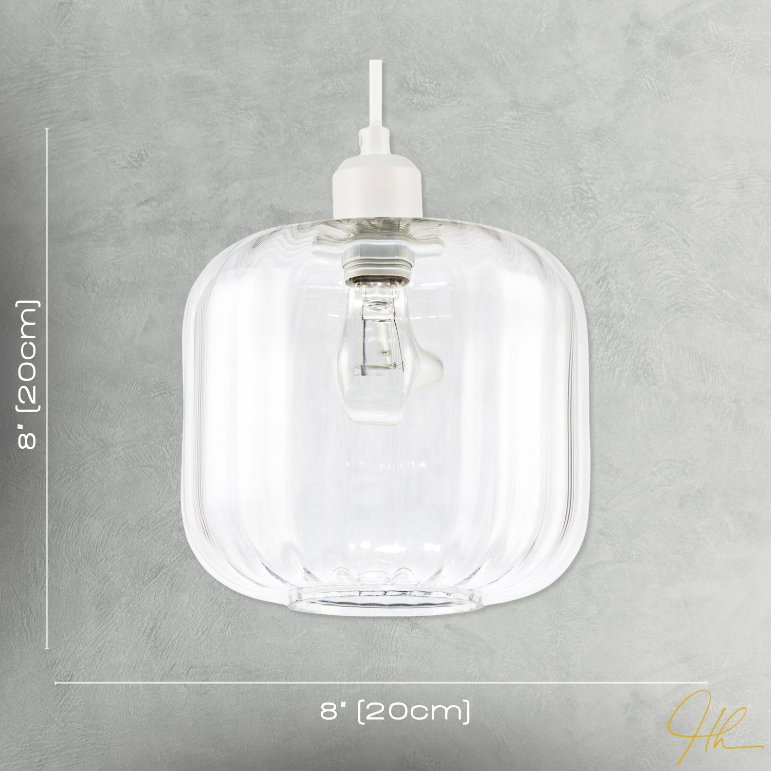 Contemporary Transparent Glass Wide Ribbed Square Pendant Light Shade Image 7