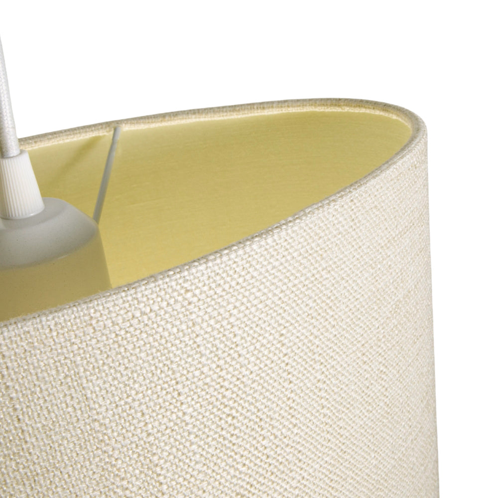 Contemporary and Sleek Cream Linen Fabric Oval Lamp Shade 60w Maximum Image 3