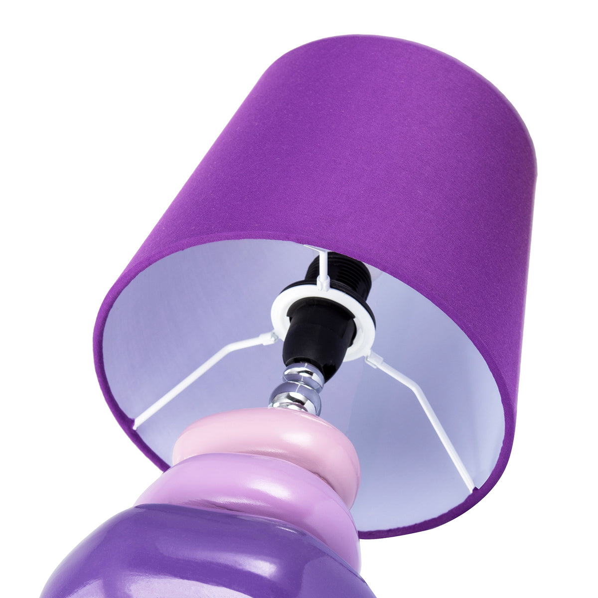 Chic Ceramic Pebble Table Lamp with Lilac Purple and Lavender Colours Image 8