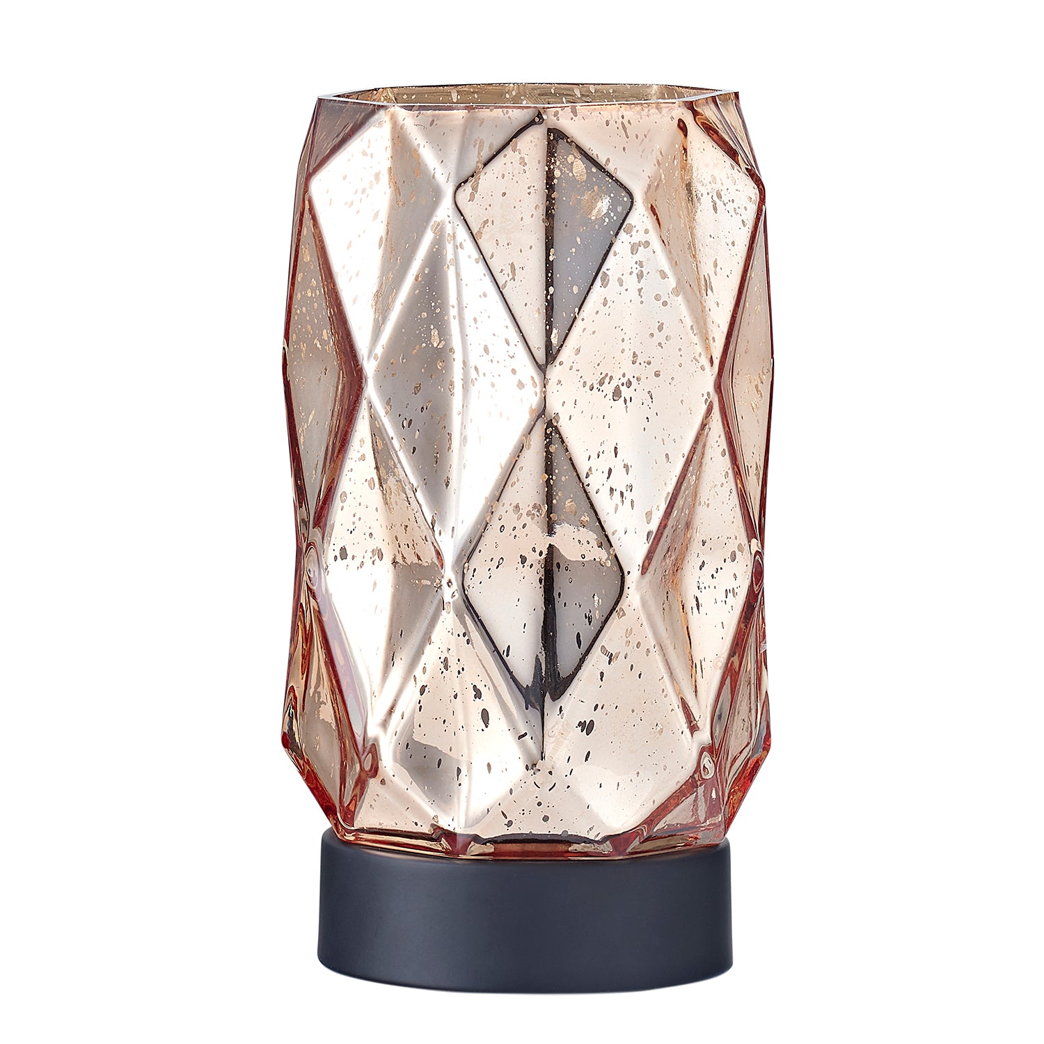 Modern and Unique Copper Geometric Glass Table Lamp with Crackle Effect - 21cm Image 1