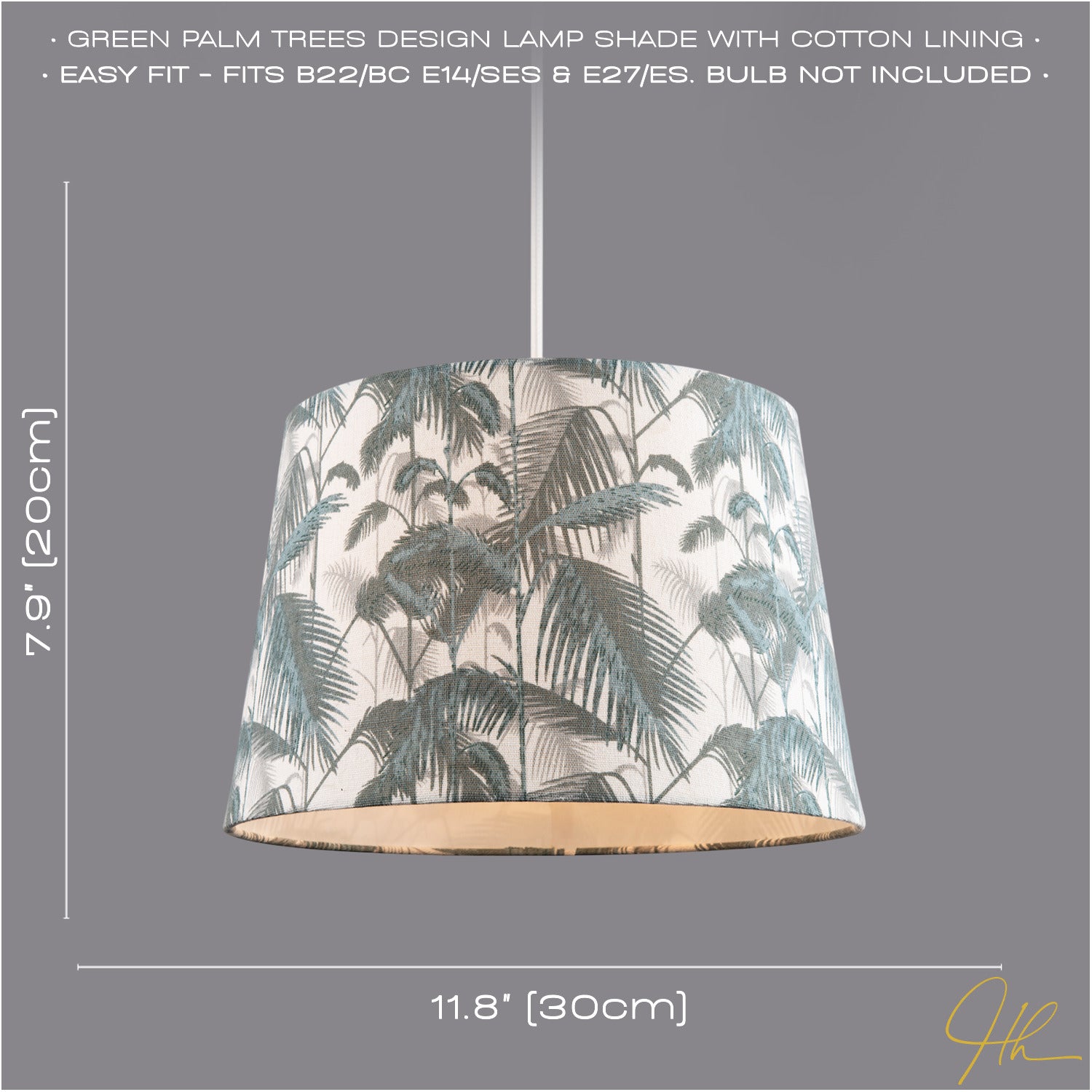 Modern Green Palm Trees Linen Fabric Drum Lamp Shade with Cotton Inner Image 6