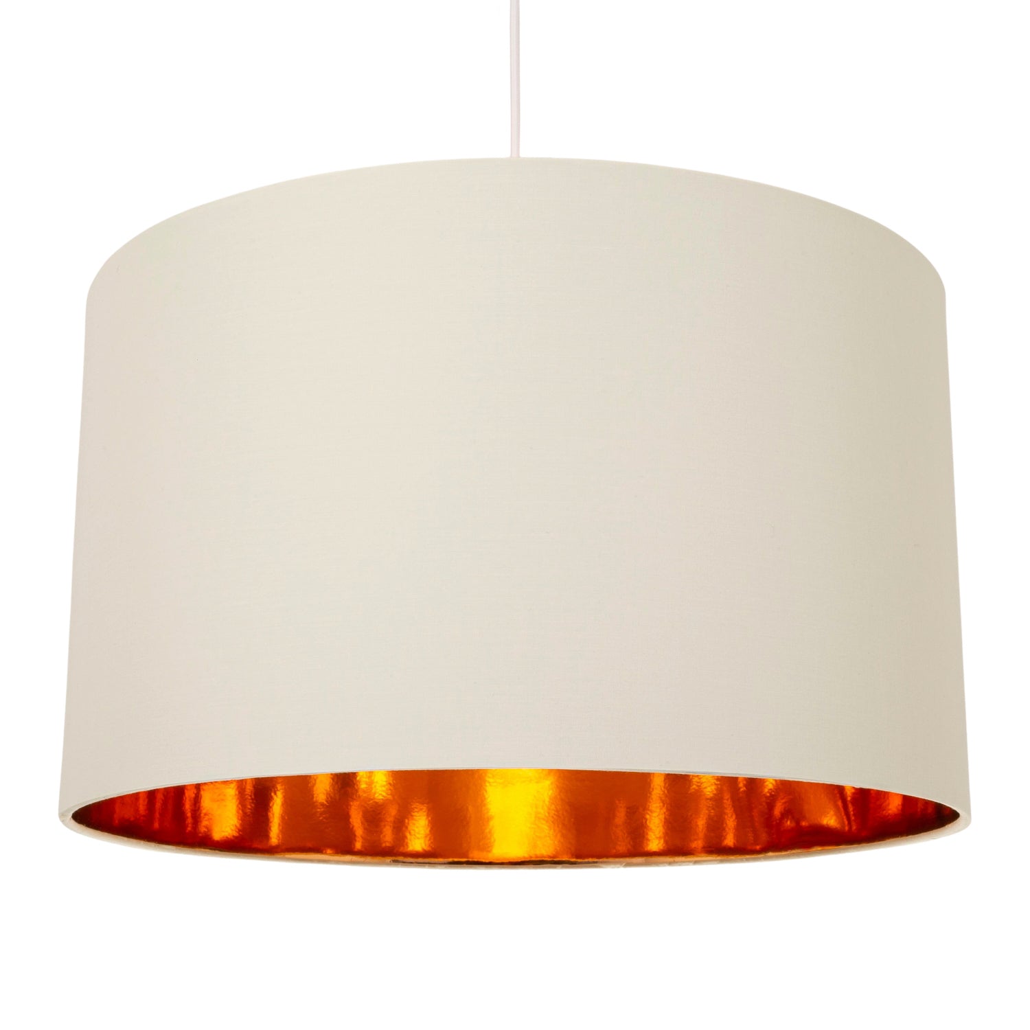 Contemporary Cream Cotton 20" Floor/Pendant Lamp Shade with Shiny Copper Inner Image 2