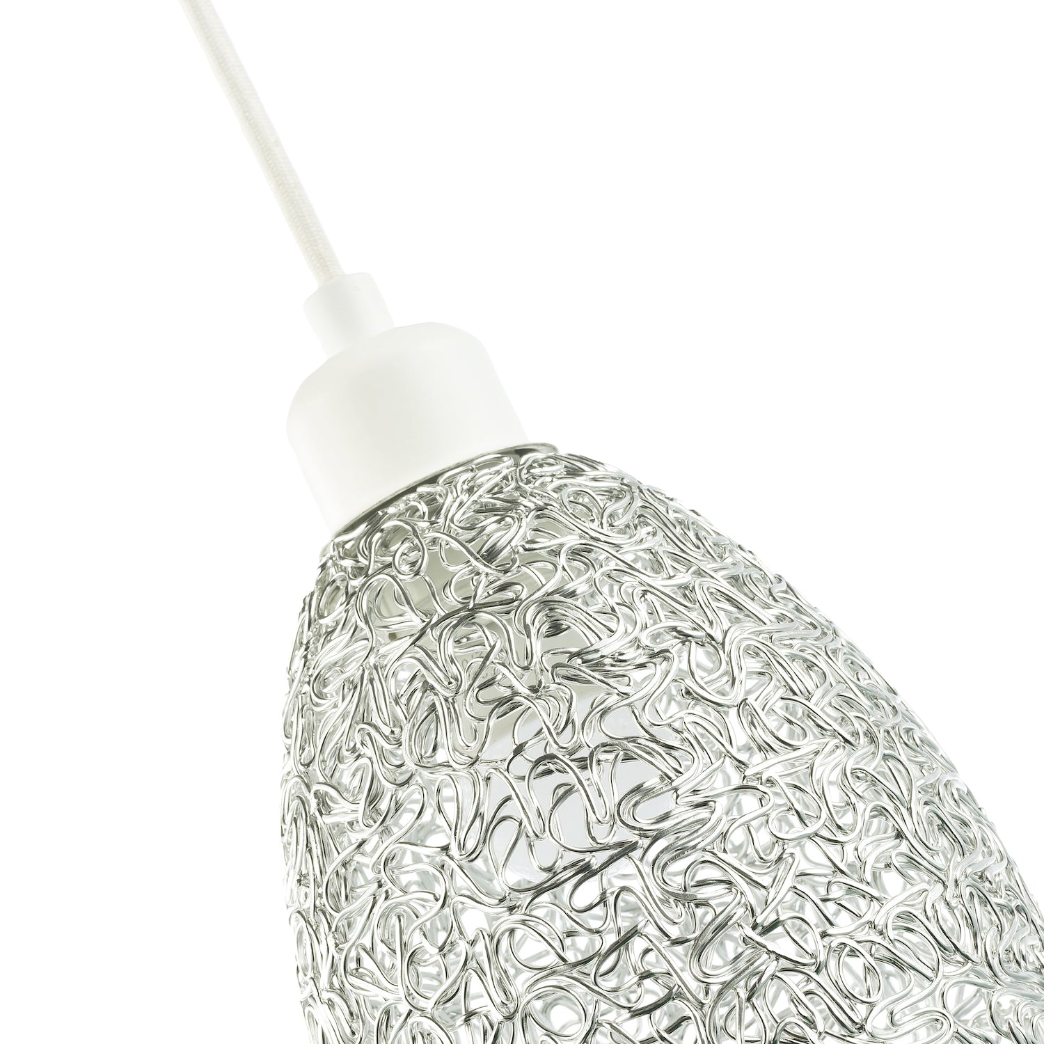 Industrial and Contemporary Twisted Wire Mesh Metal Light Shade in Shiny Silver Image 5