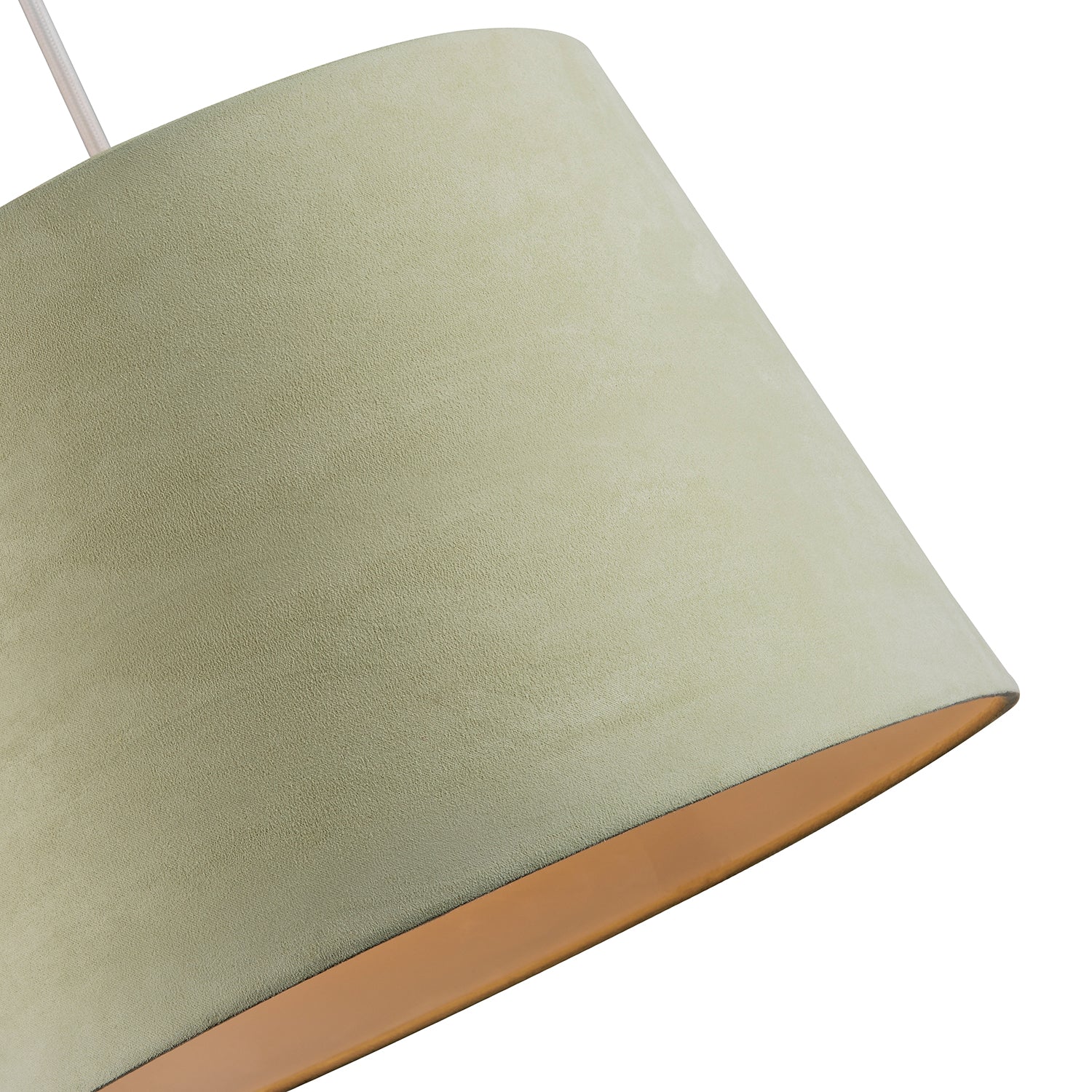 Olive Green Velvet 12 Inch Drum Lamp Shade with White Cotton Inner Image 3