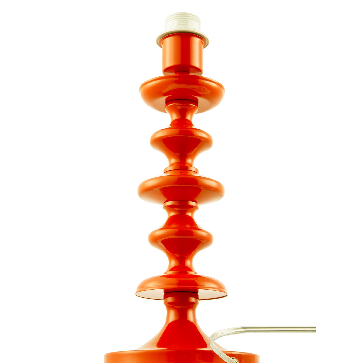 Modern Vivid Orange Gloss Table Lamp Base with Chic Round Step Design Image 3