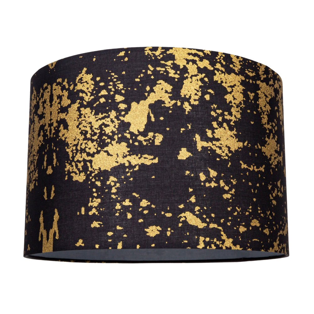 Modern Black Cotton Fabric Lamp Shade with Gold Foil Decor for Table or Ceiling Image 1