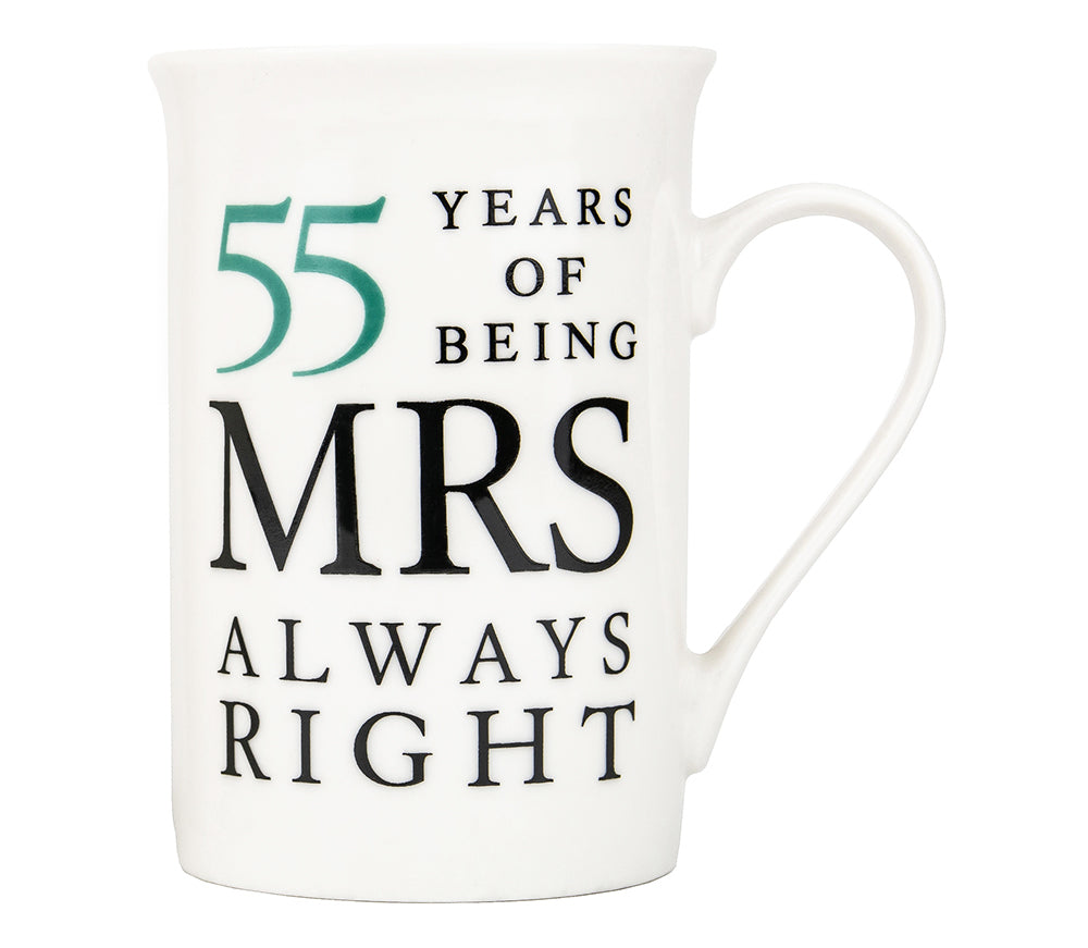 Ivory White 55th Anniversary Mr Right & Mrs Always Right Ceramic Mug Gift Set Image 3