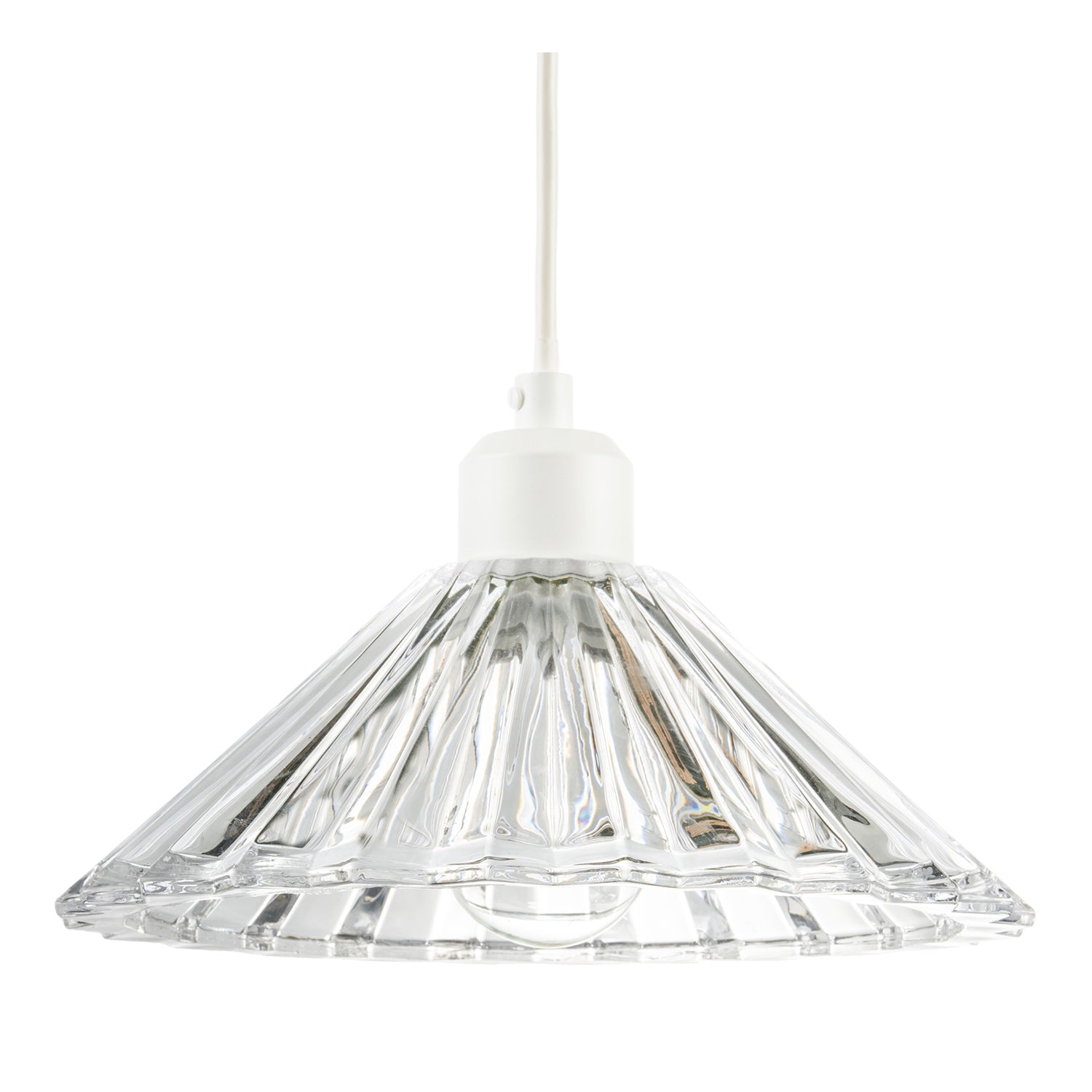 Modern Vertical Fluted Thick Clear Glass Pendant Ceiling Light Shade Image 1