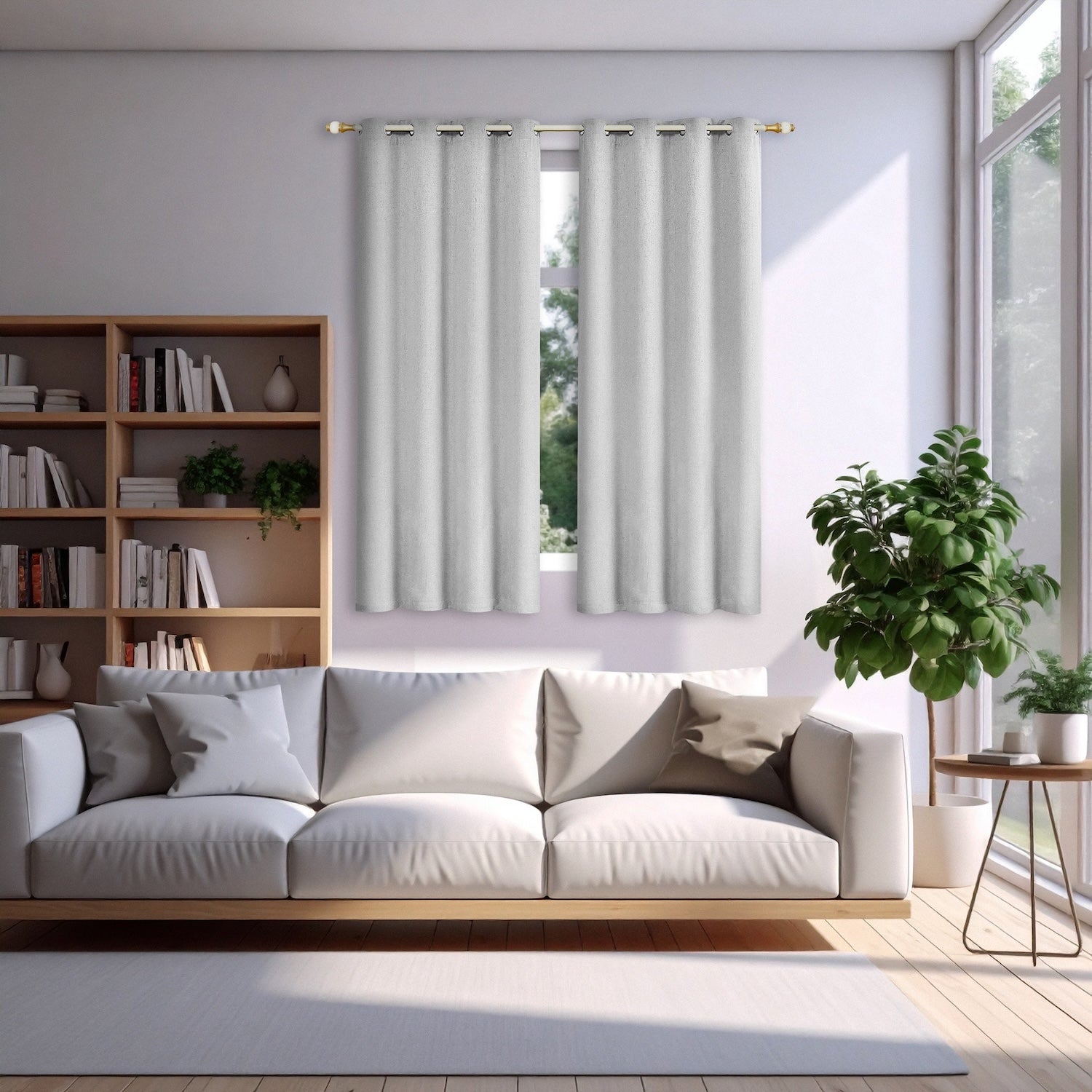 Off White Lined Blackout Eyelet Curtains - 46 x 63 Inch Drop - 2 Panel Image 6