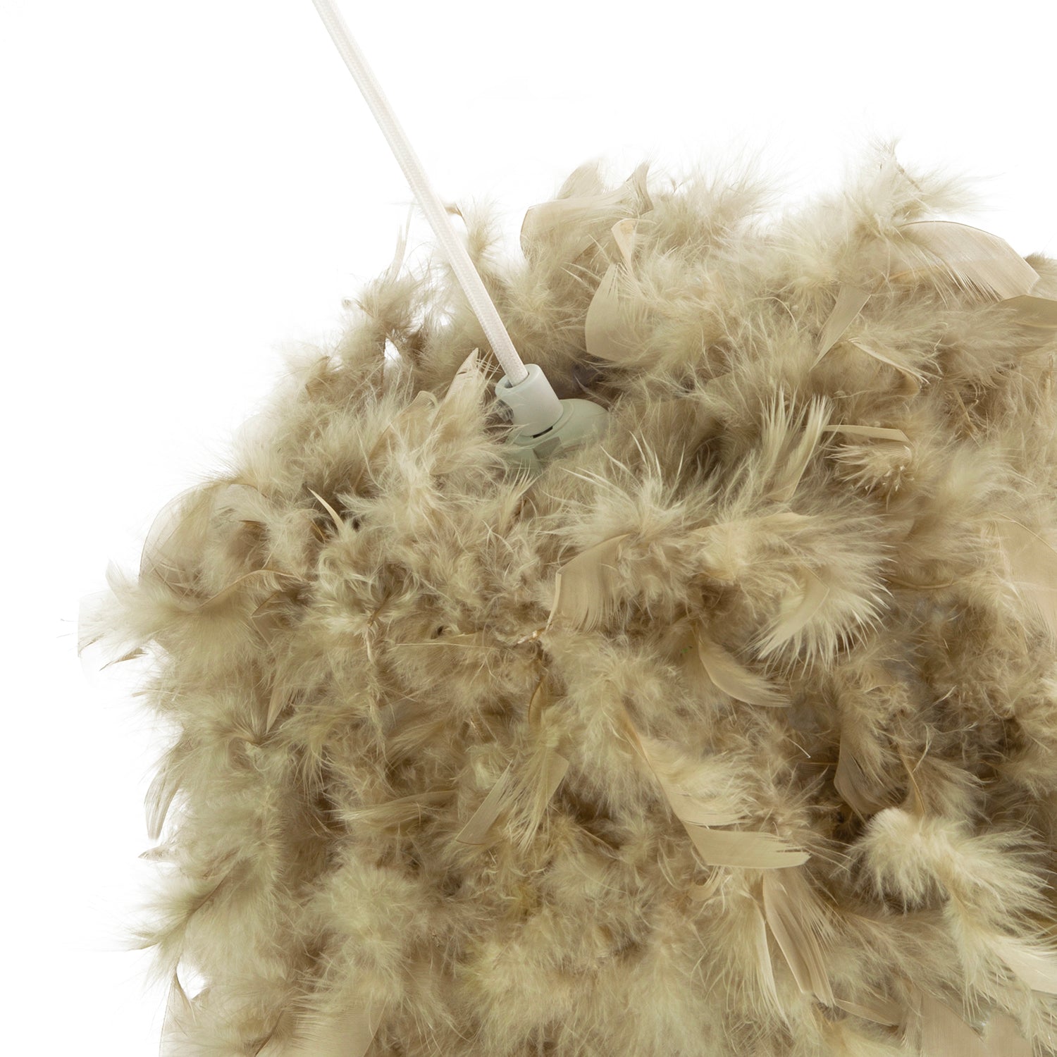 Modern and Unique Large Olive Green Feather Decorated Pendant Shade Image 3