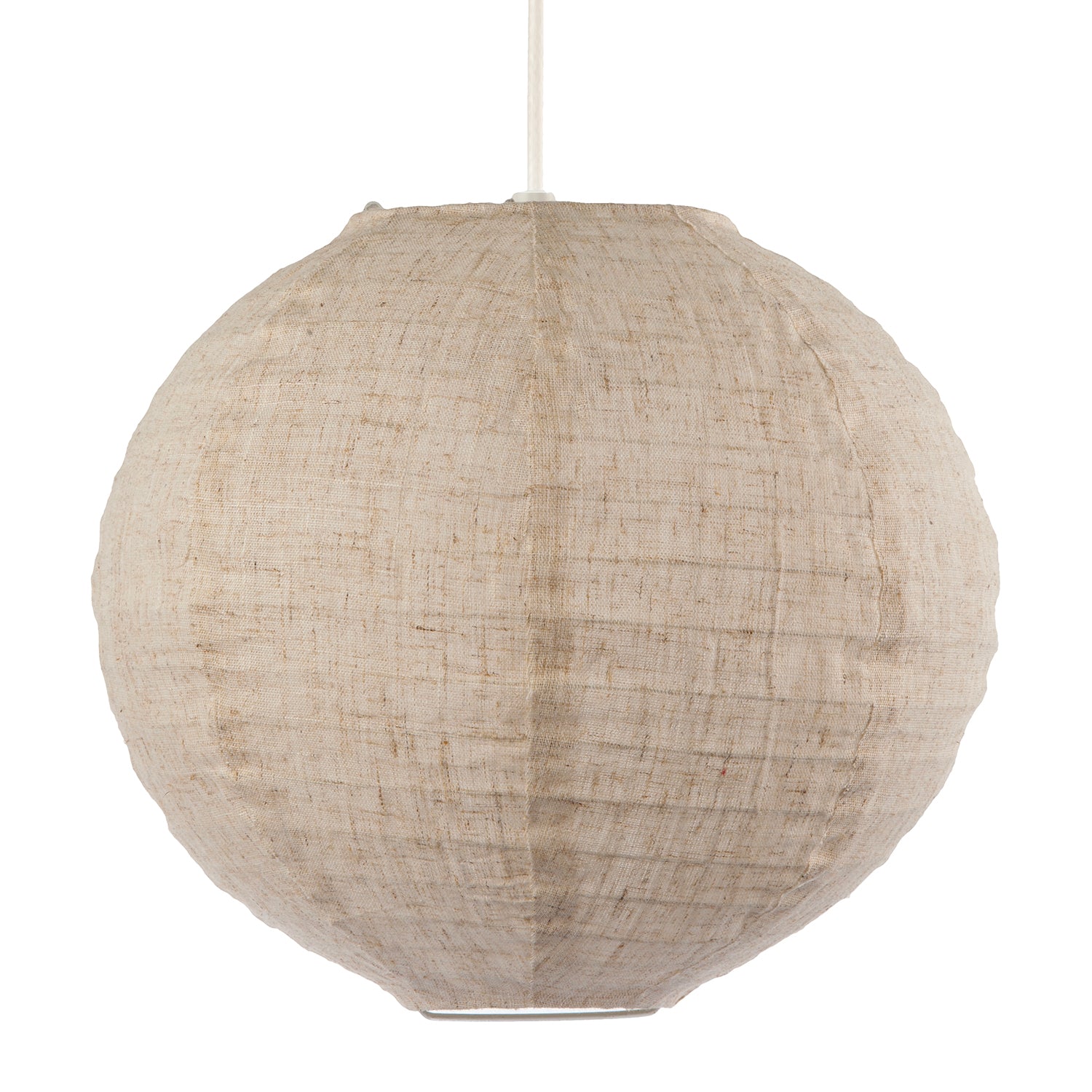 Modern Natural Linen Fabric Oatmeal Spherical Pendant Lighting Shade Image 4