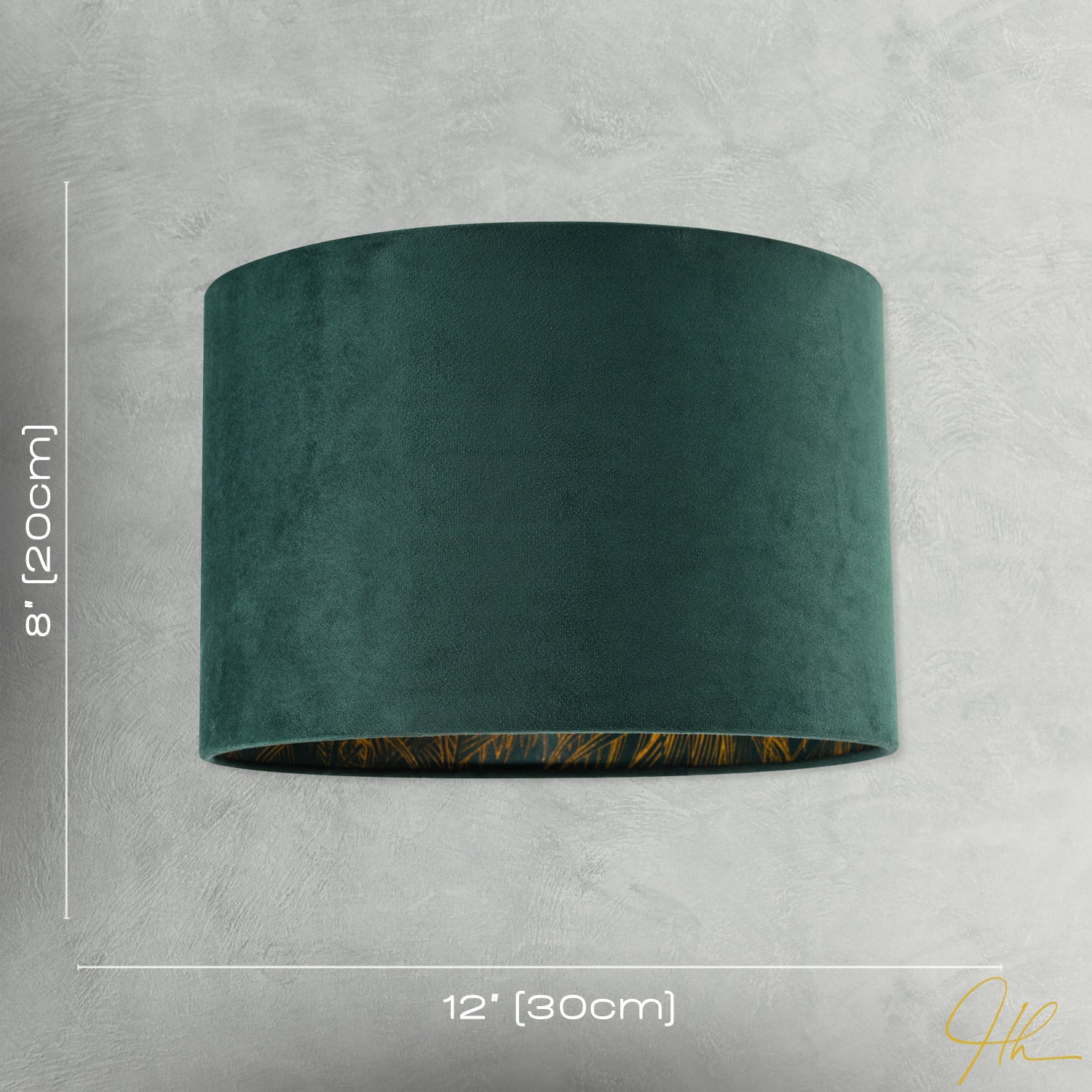 Forest Green Velvet Lamp Shade with Inner Shiny Gold Palm Tree Design Image 7