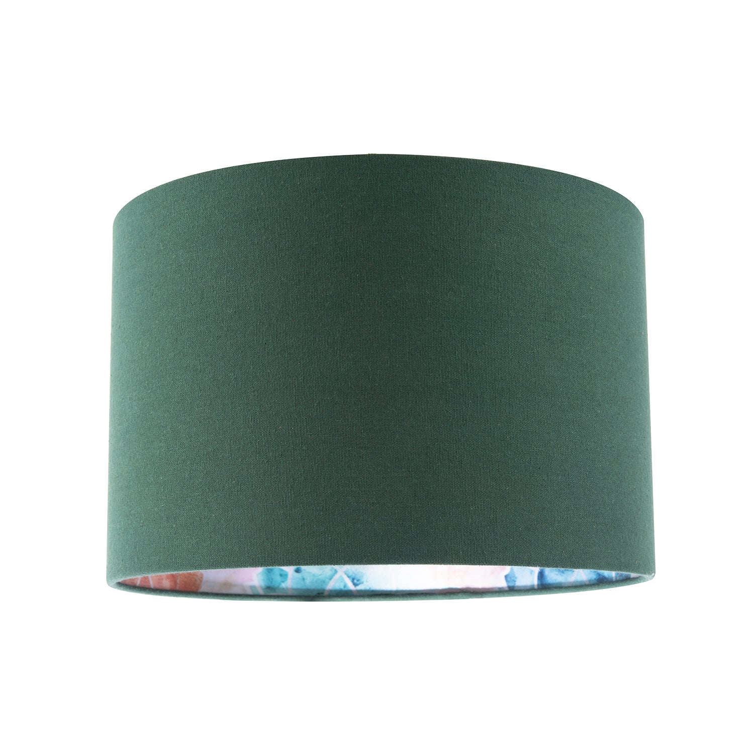 Chic Emerald Green Linen Lamp Shade with Moroccan Scale Pattern Lining Image 1