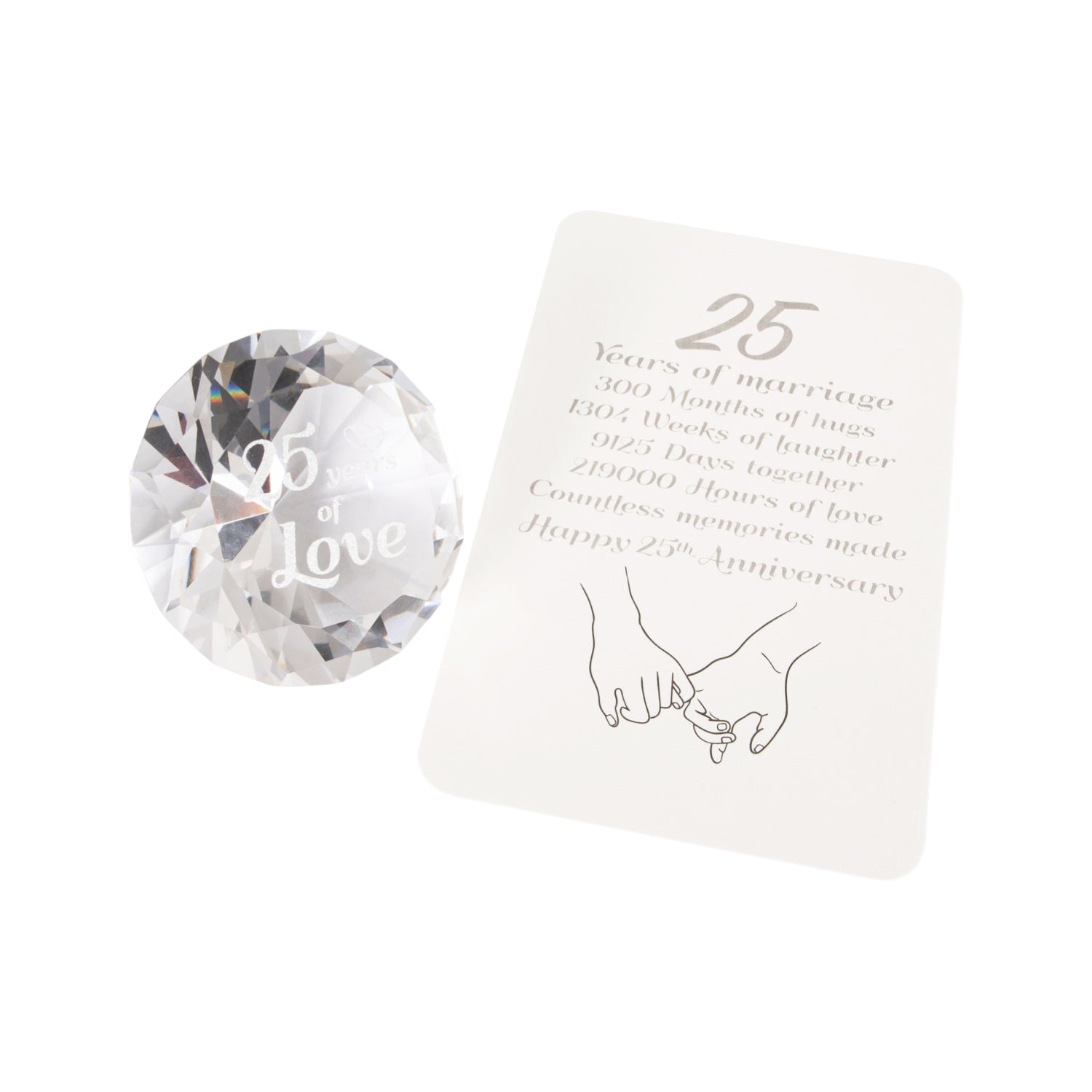 Modern Transparent K9 Crystal Glass 25th Anniversary Sentiment Ornament Gift Set Image 2