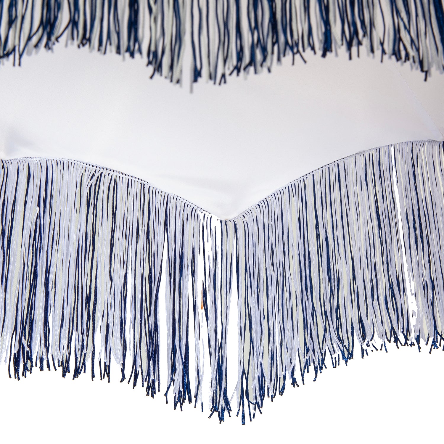 Cream Floral Victorian Velvet Shade with Navy Blue and White Tassels Image 4