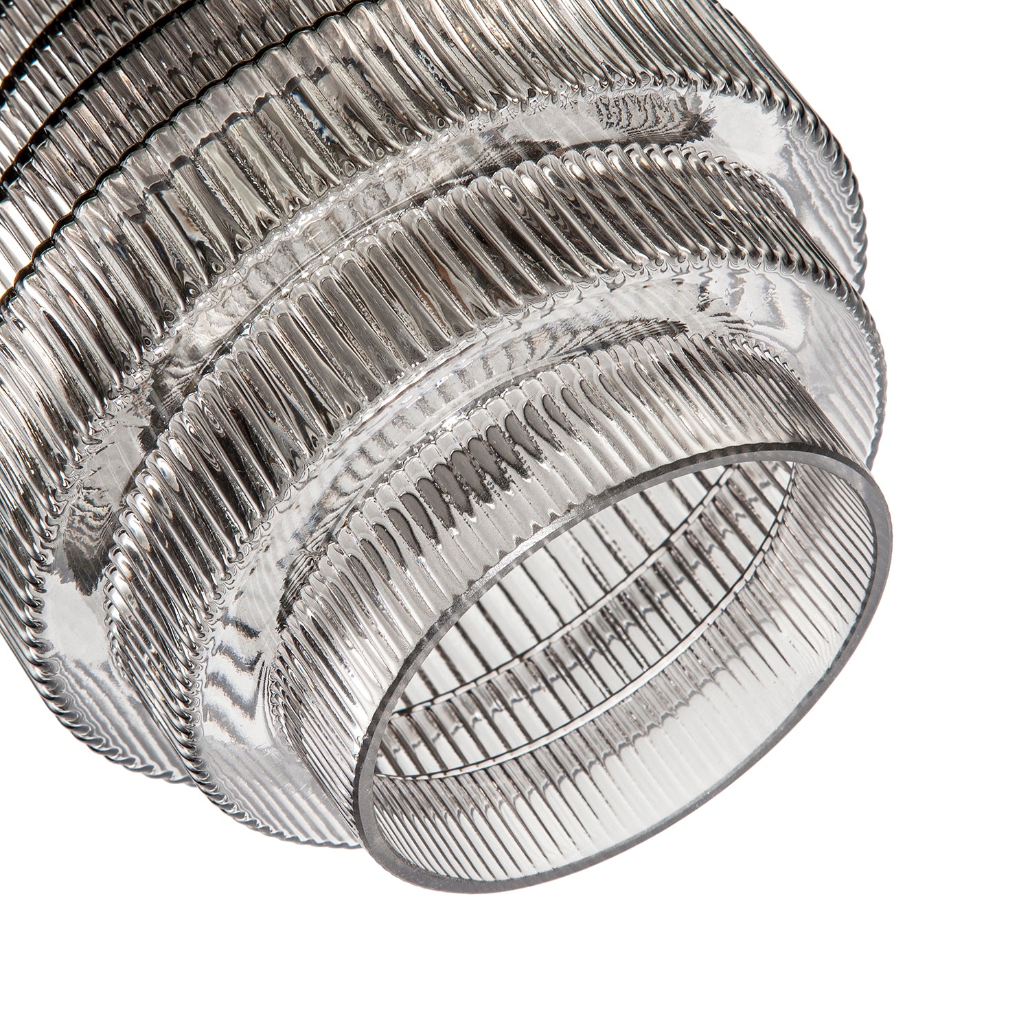 Tiered Stepped Design Smoked Ribbed Glass Pendant Ceiling Light Shade Image 5