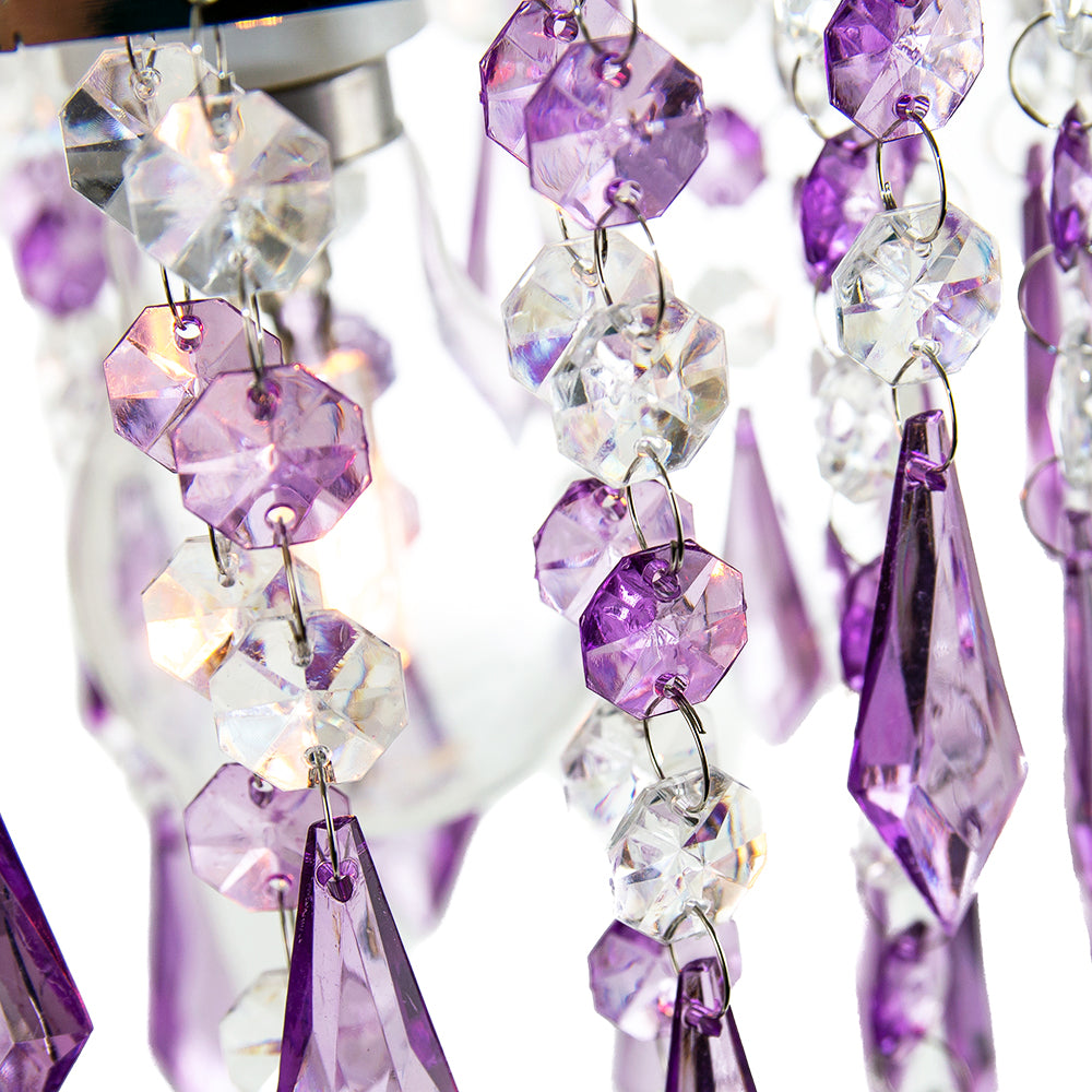 Modern Waterfall Design Pendant Shade with Clear/Purple Acrylic Drops and Beads Image 3