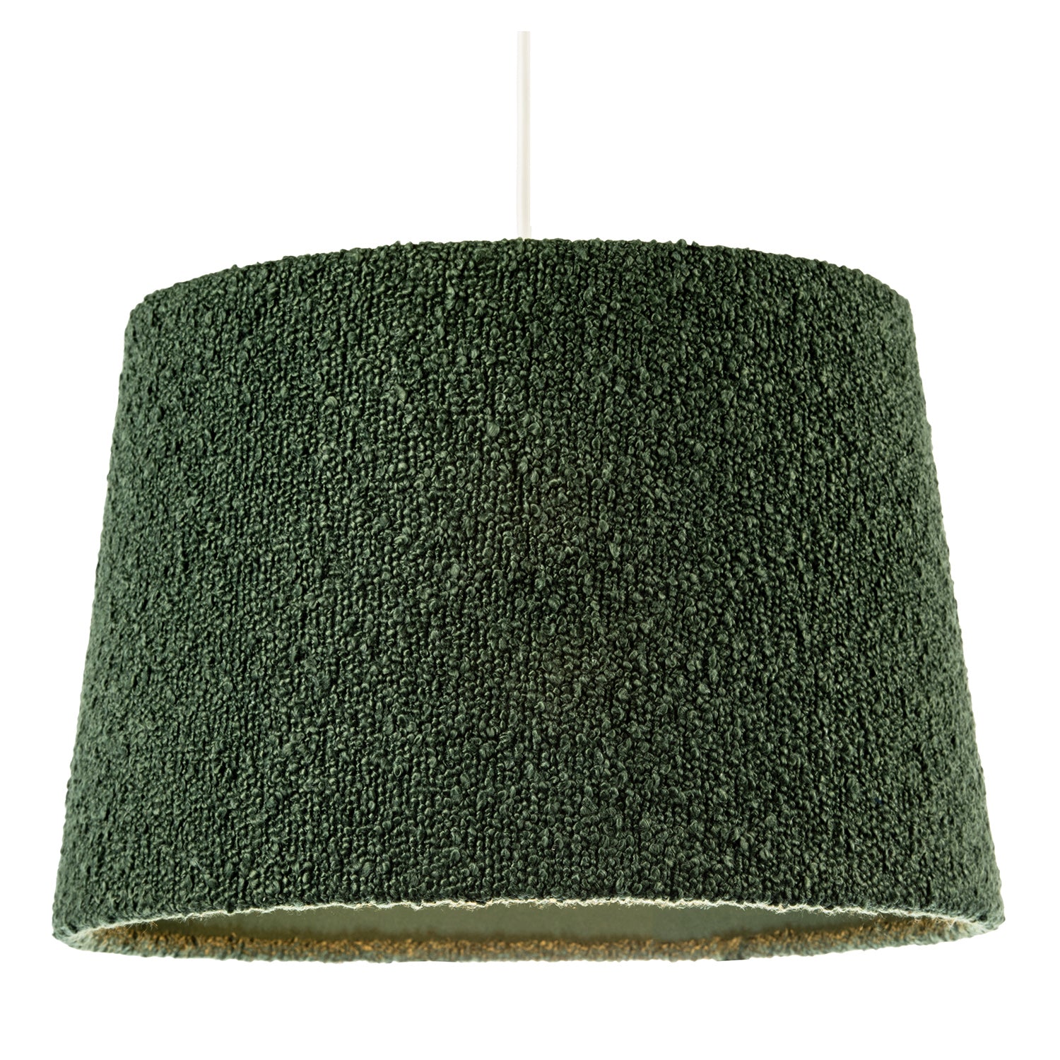 Elegant Rich Forest Green Tapered Lampshade in Boucle Lamb Wool Fabric Image 2