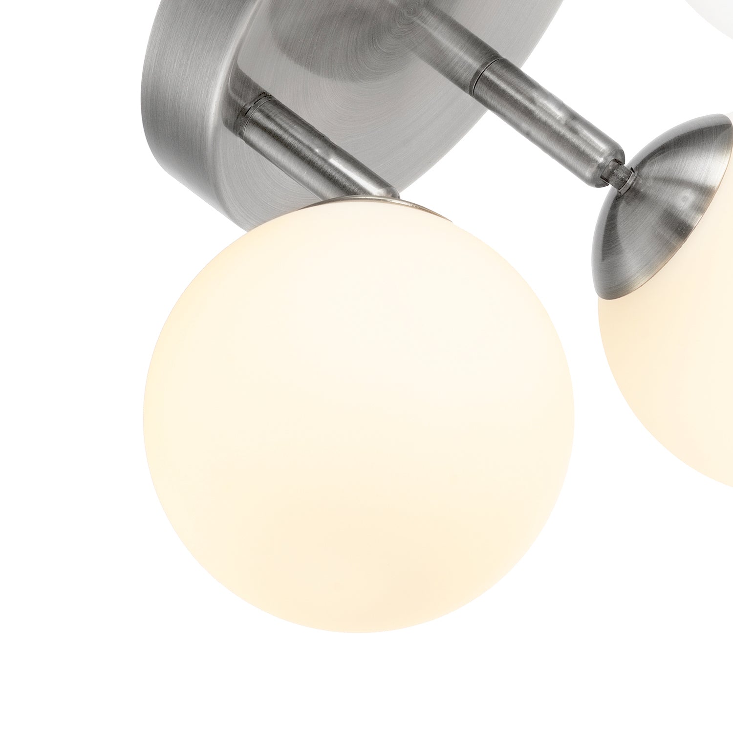 Modern Triple Opal Glass Globe IP44 Rated Bathroom Brushed Chrome Ceiling Light Image 5